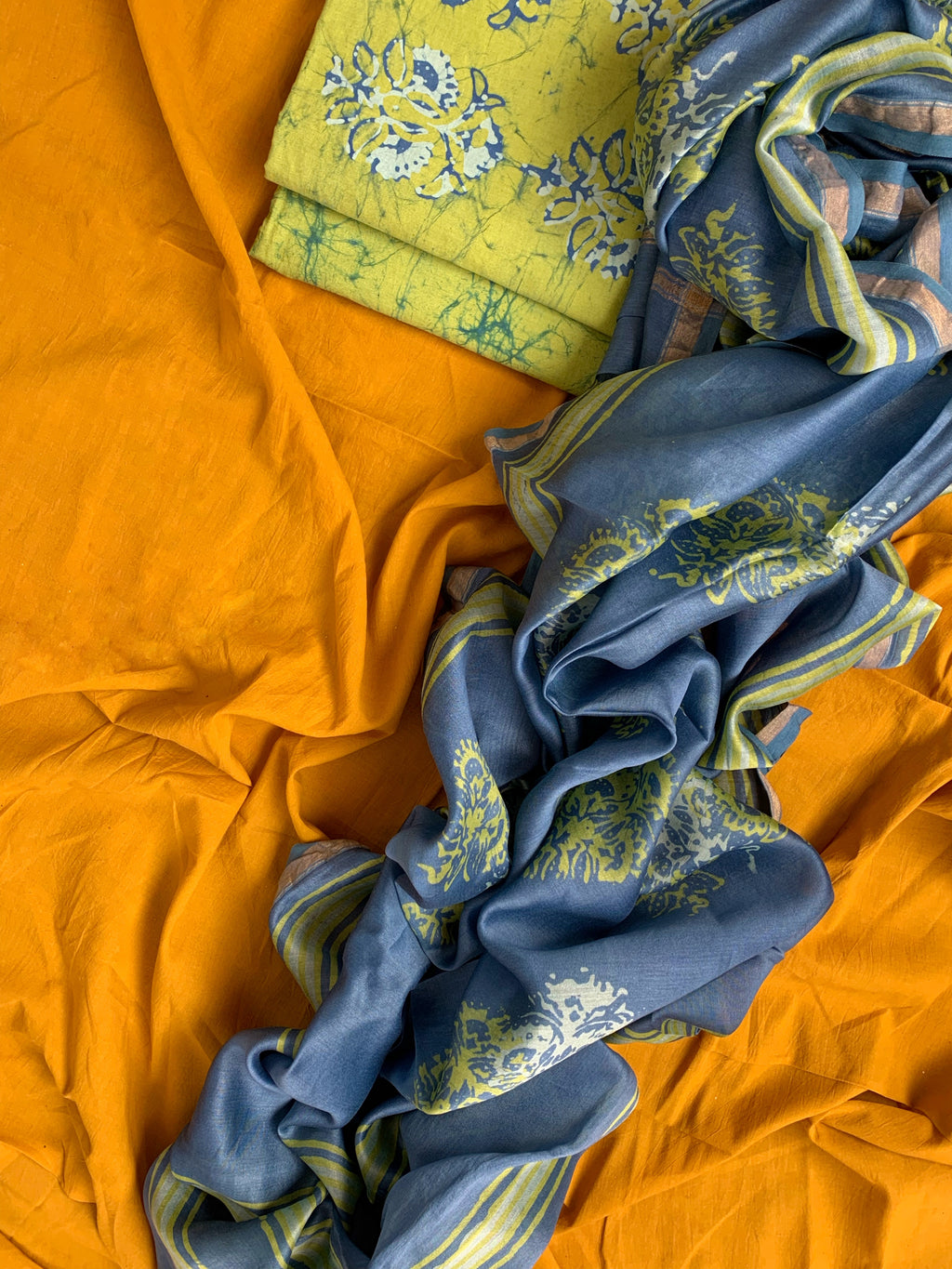 Handblock Batik Cotton Chanderi Suit