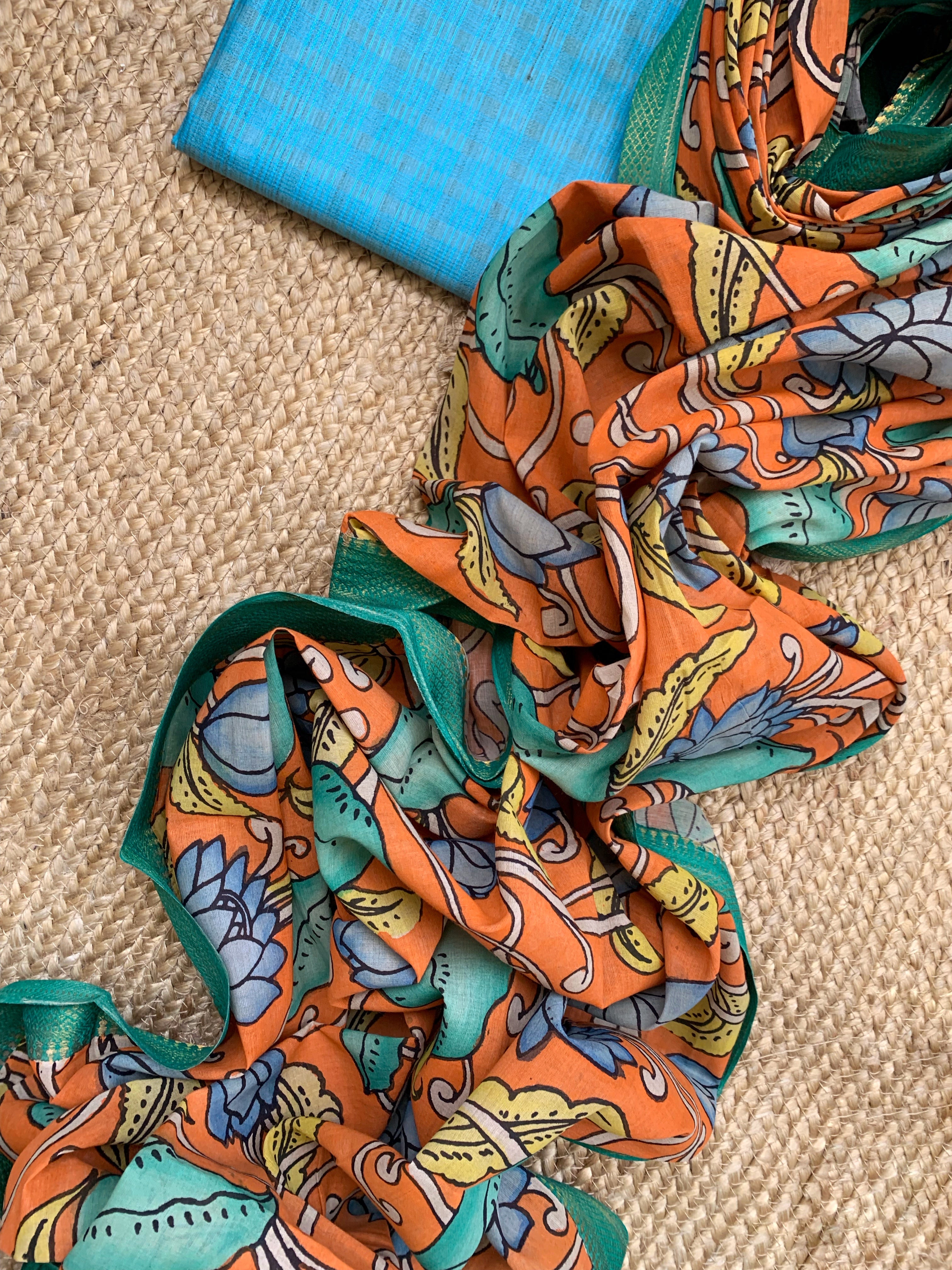 Handwoven Handcrafted Kalamkari Kurta Dupatta Set