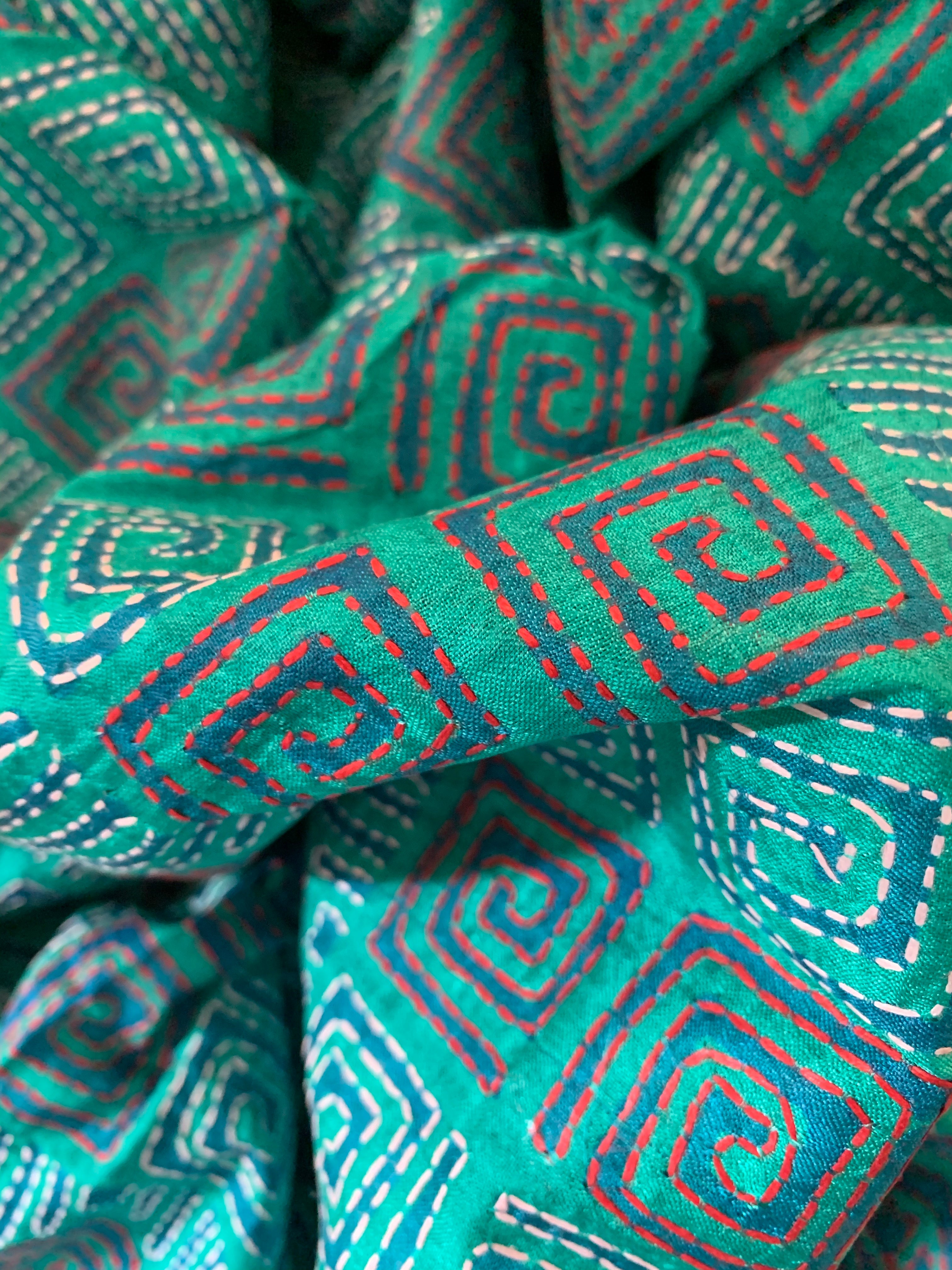 Handcrafted Kantha Cotton Silk Dupatta