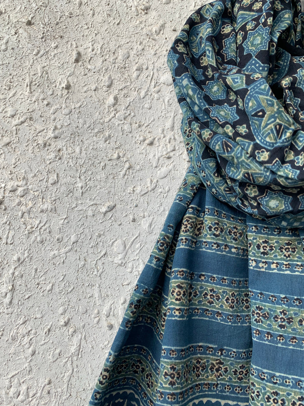 Handblock Ajrakh Dupatta
