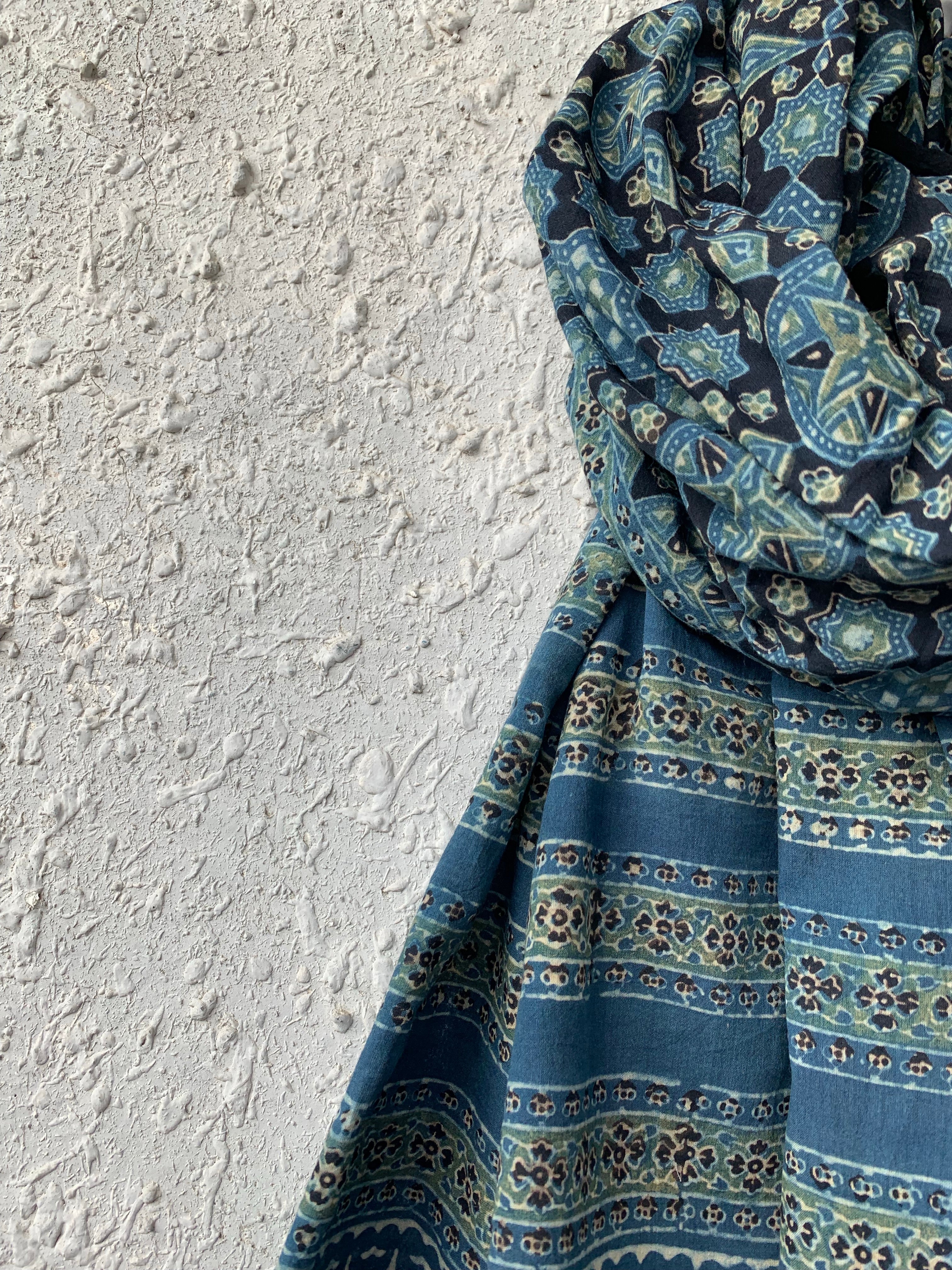Handblock Ajrakh Dupatta