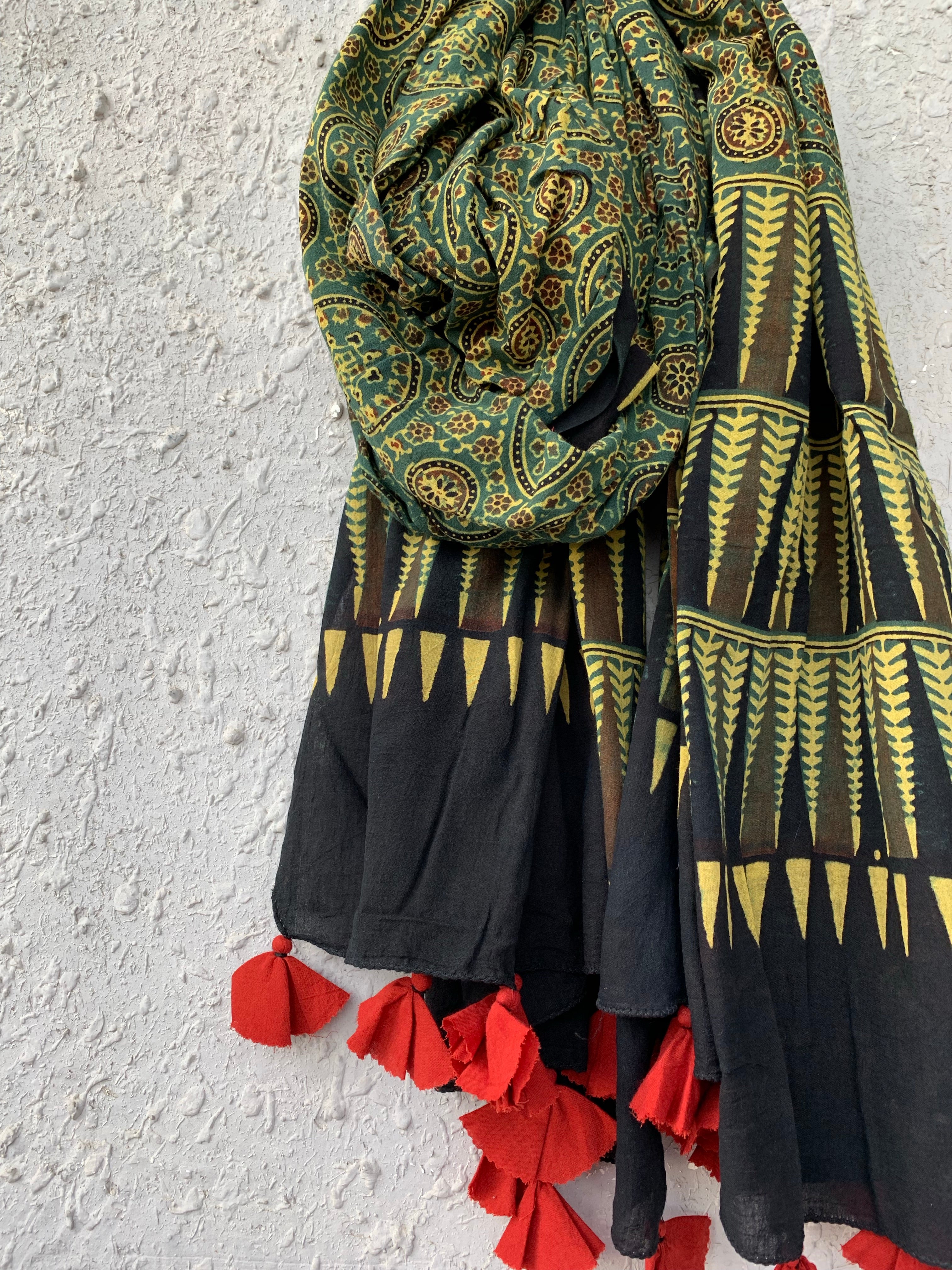 Handblock Ajrakh Dupatta