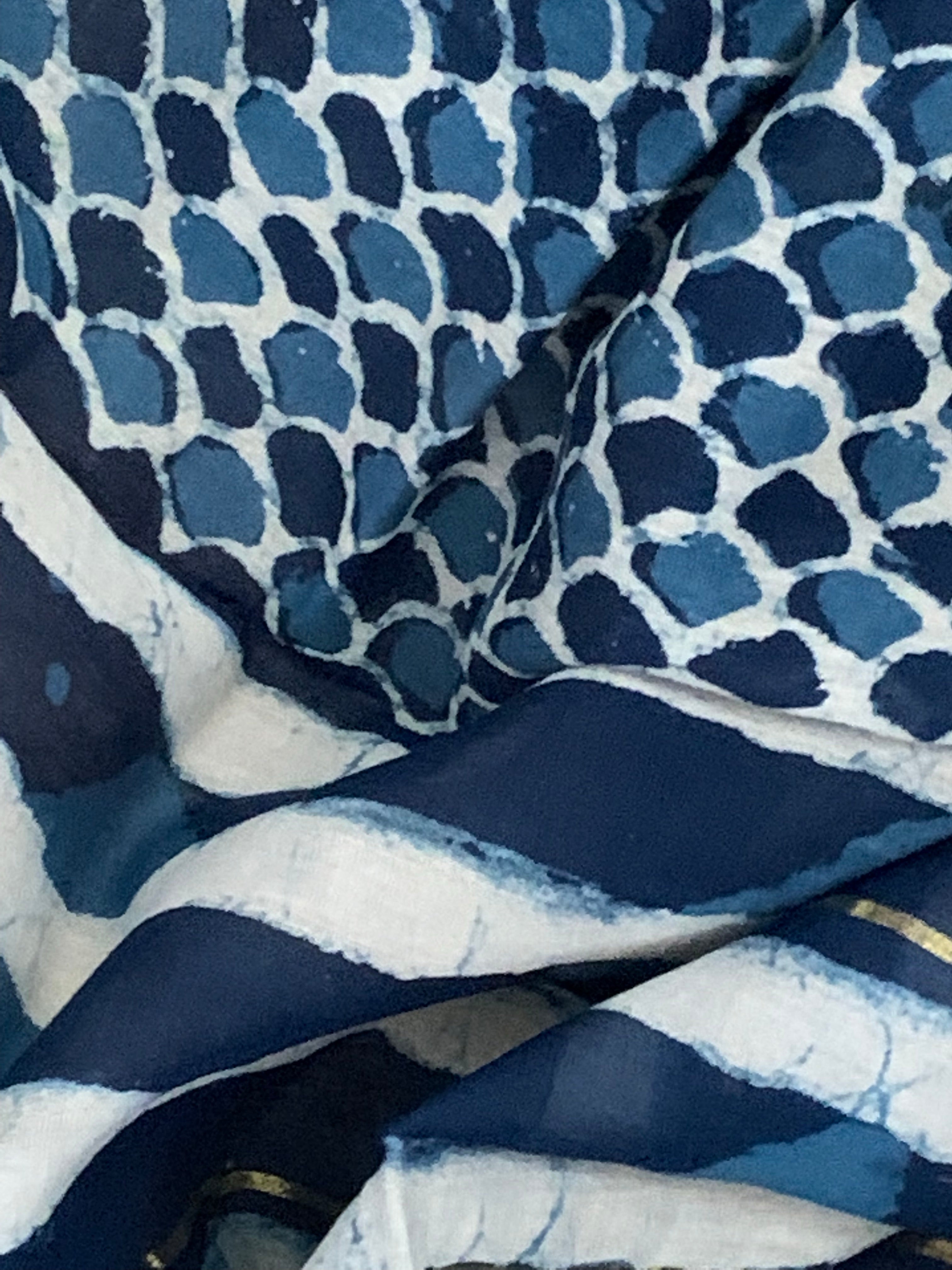 Handblock chanderi suit