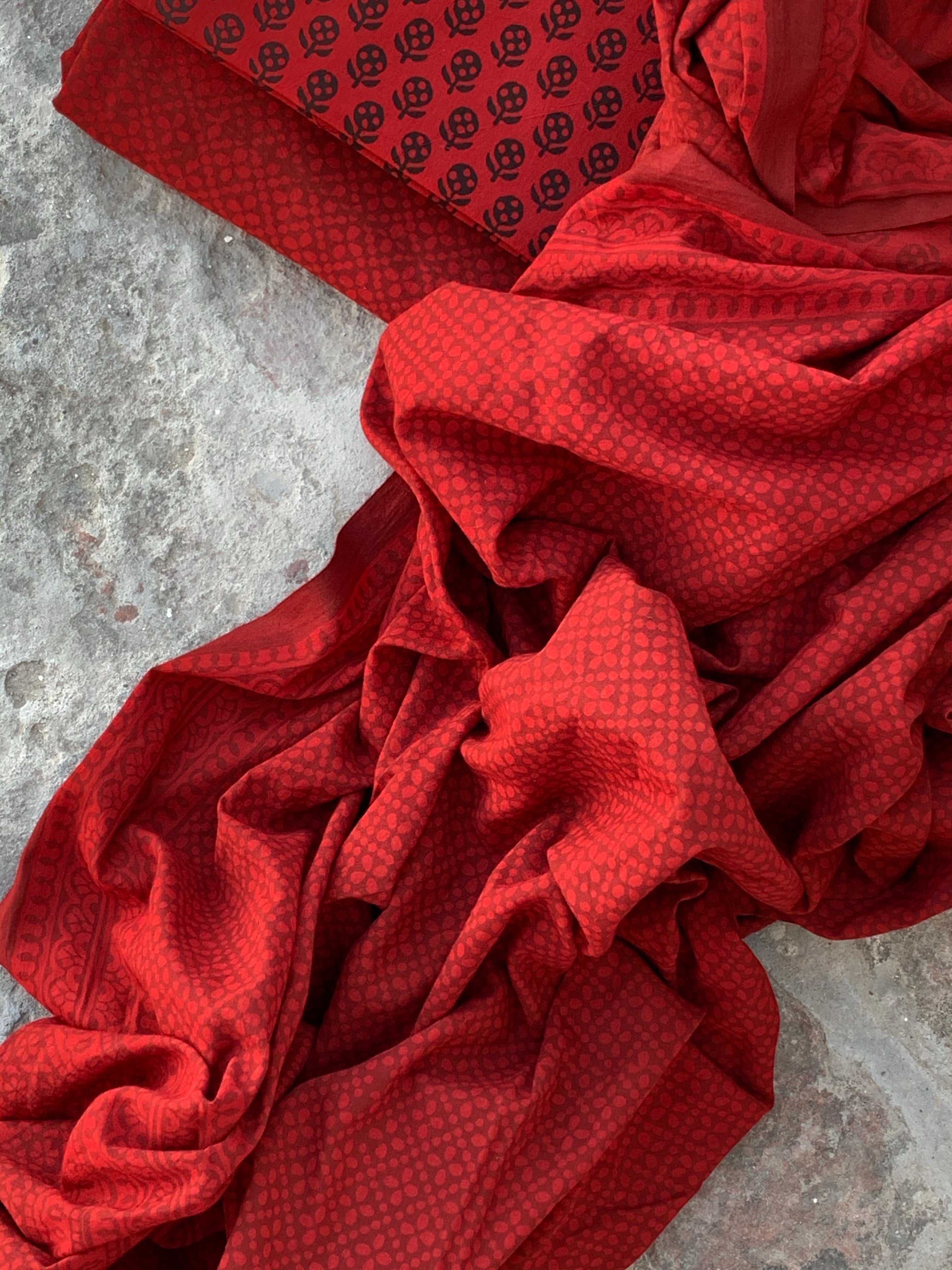 Natural Dyed Bagh Handblock Cotton Suit