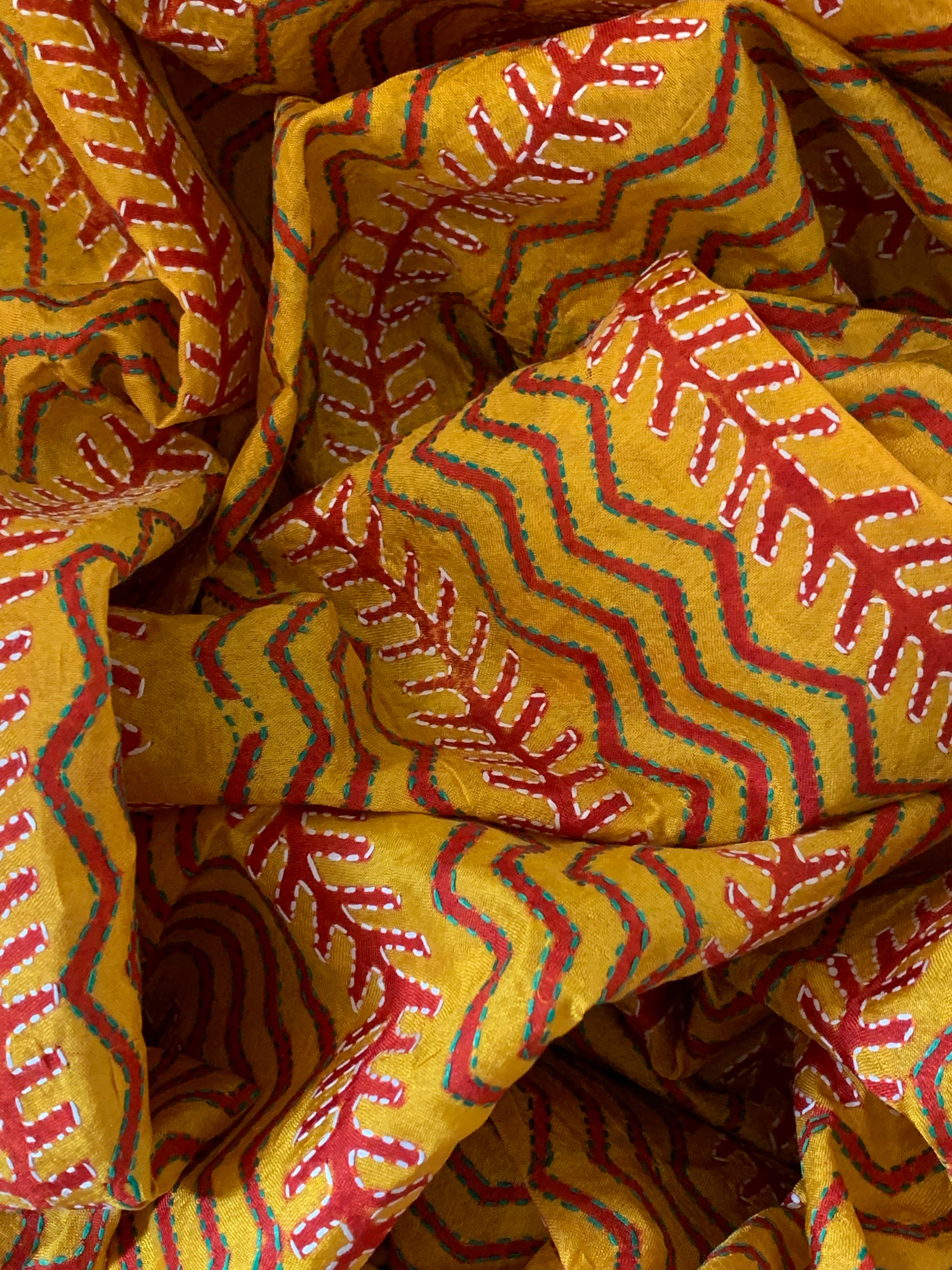 Handcrafted Kantha Cotton Silk Dupatta