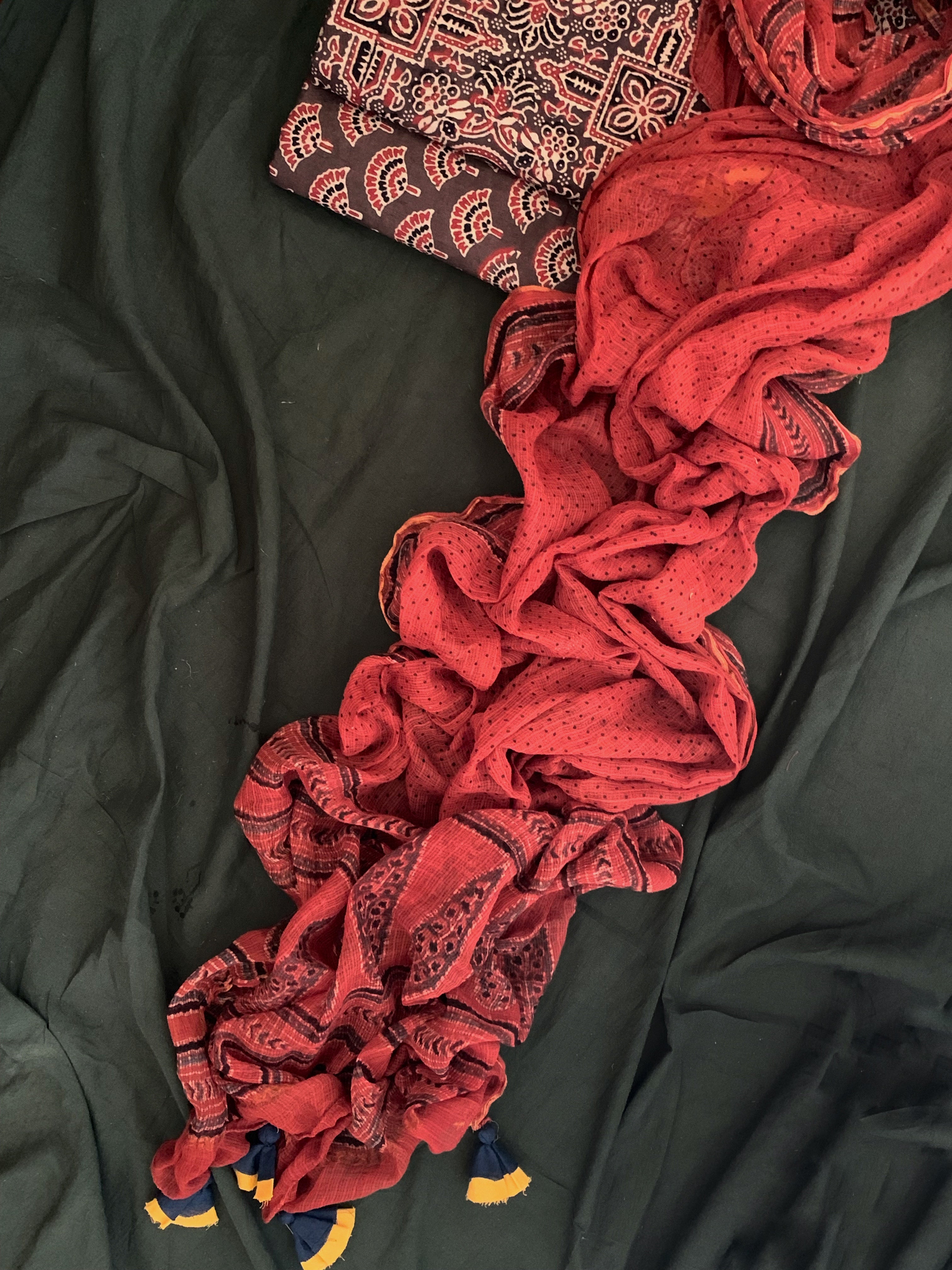 Handblock Ajrakh Cotton Kota Suit