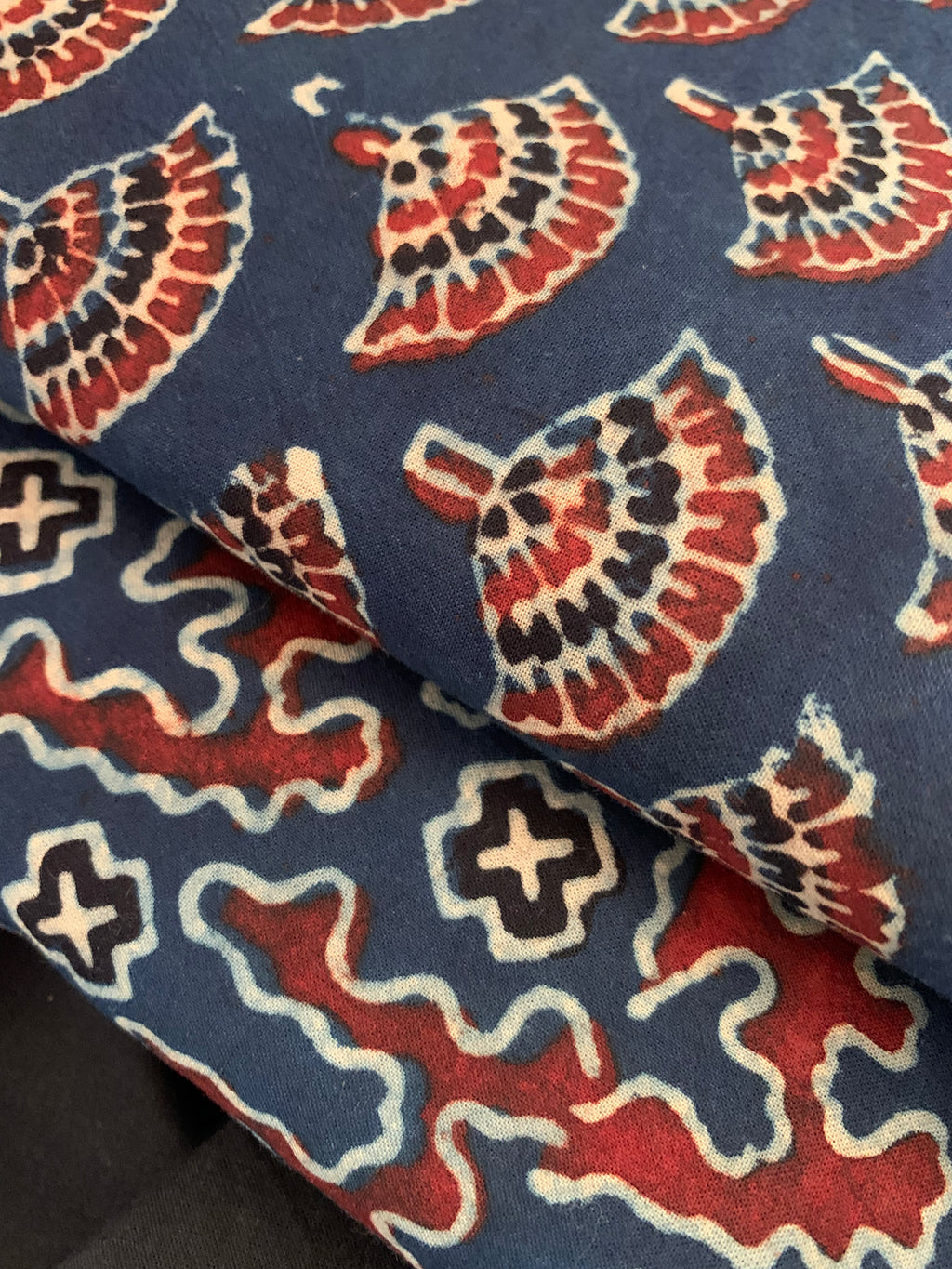 Handblock Ajrakh Cotton Kurta Bottom Set