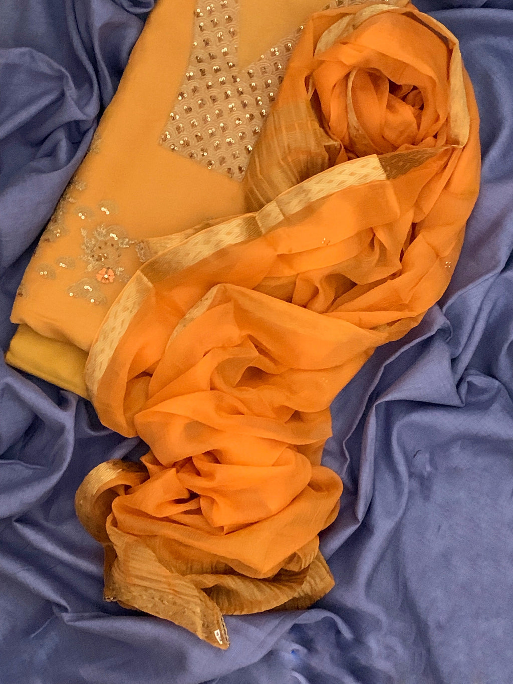Cotton Silk Embroidered Suit