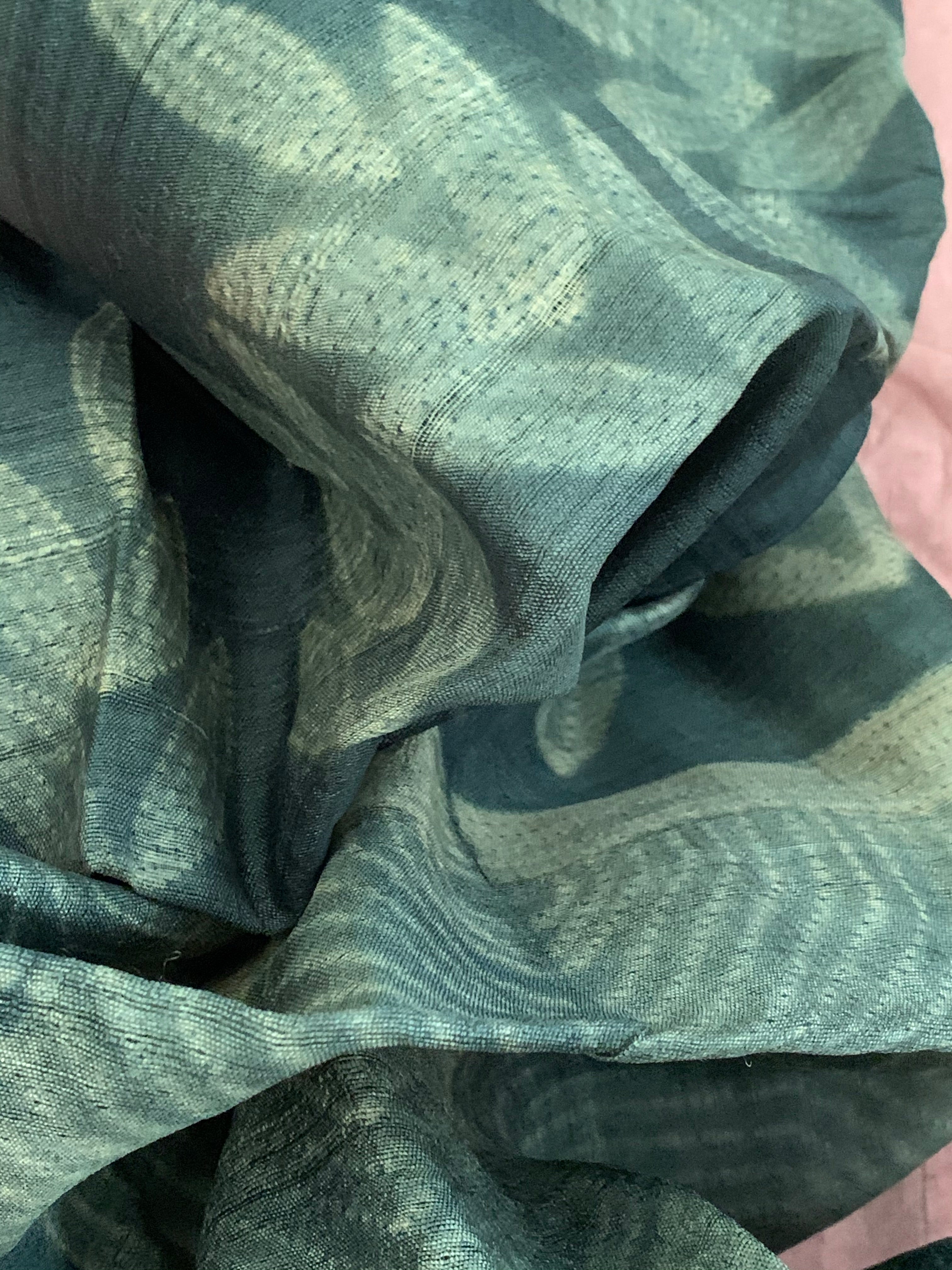 Handwoven & Handmade Tussar Shibori Kurta Dupatta Set