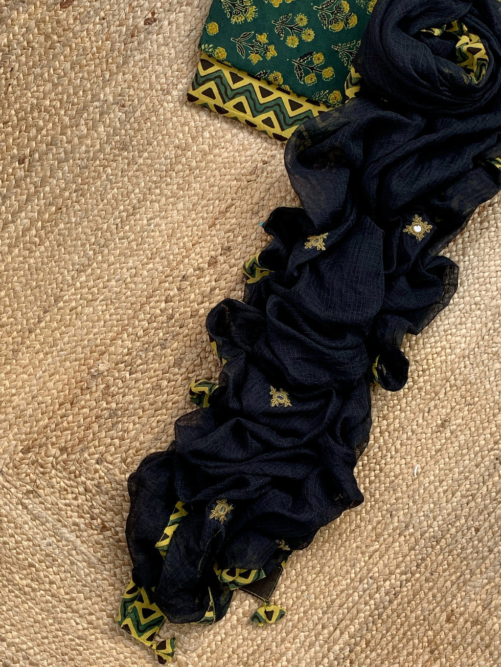 Handblock Ajrakh Cotton Kota Suit