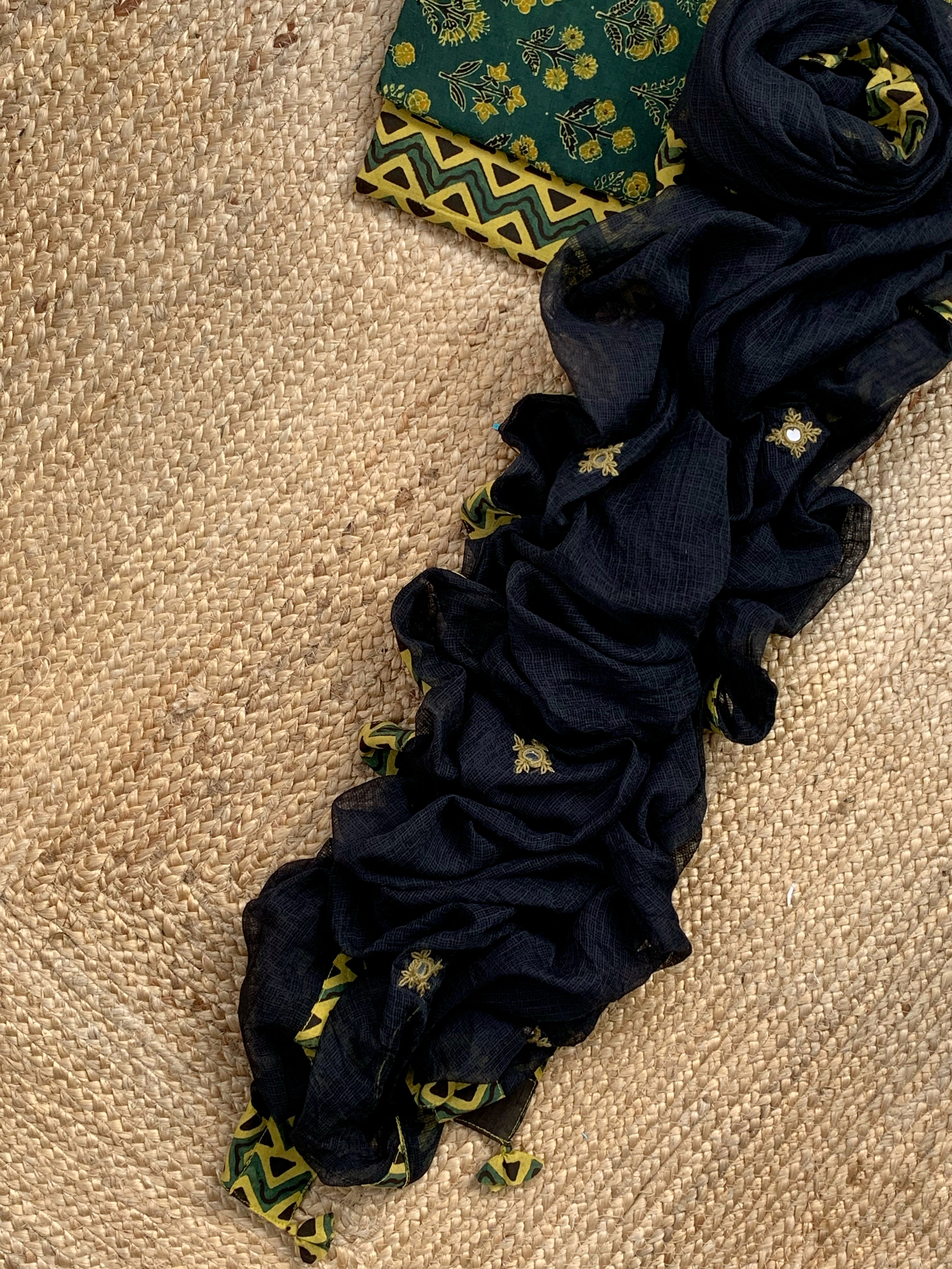 Handblock Ajrakh Cotton Kota Suit