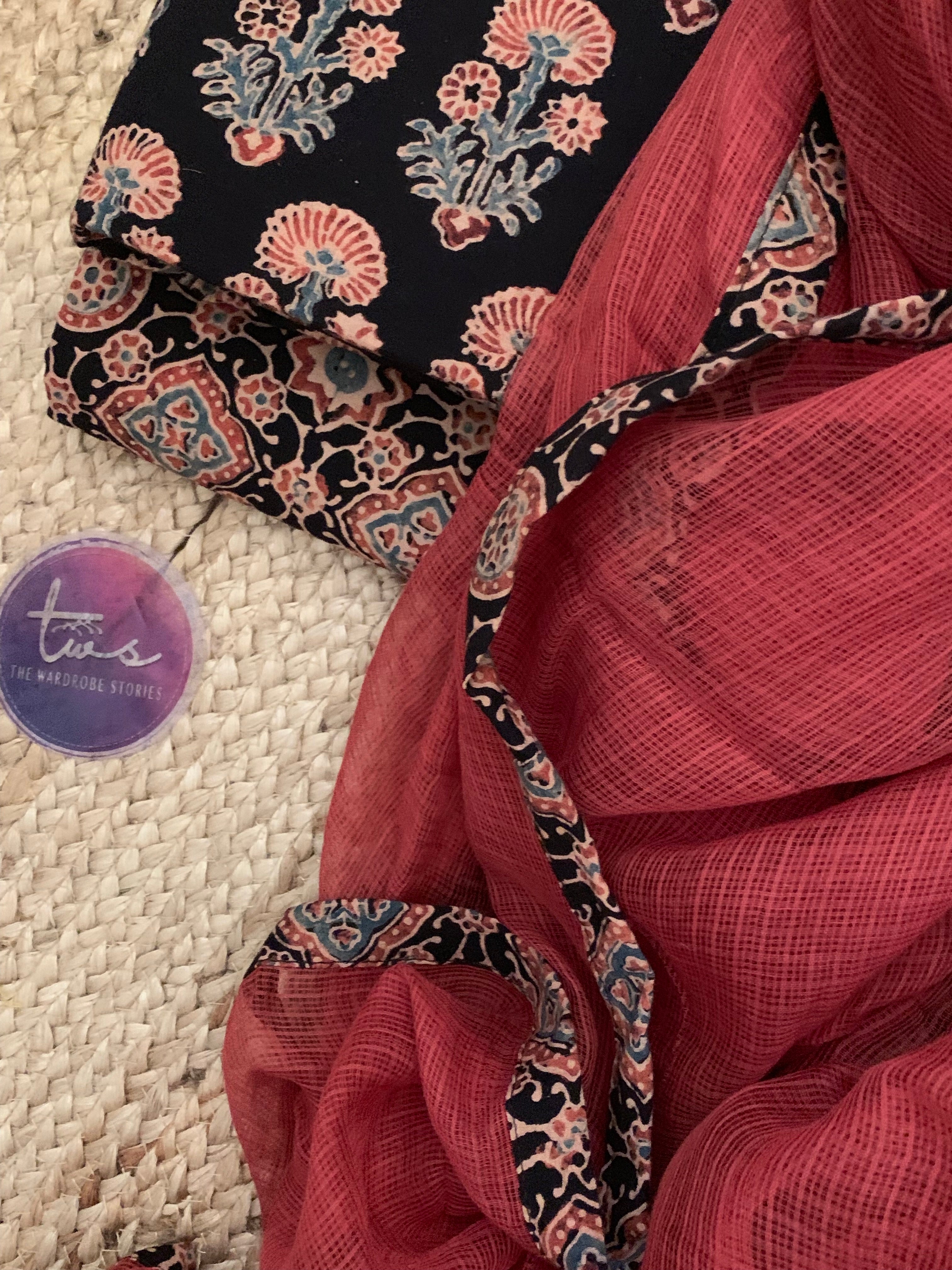 Handblock Ajrakh Cotton Kota Suit