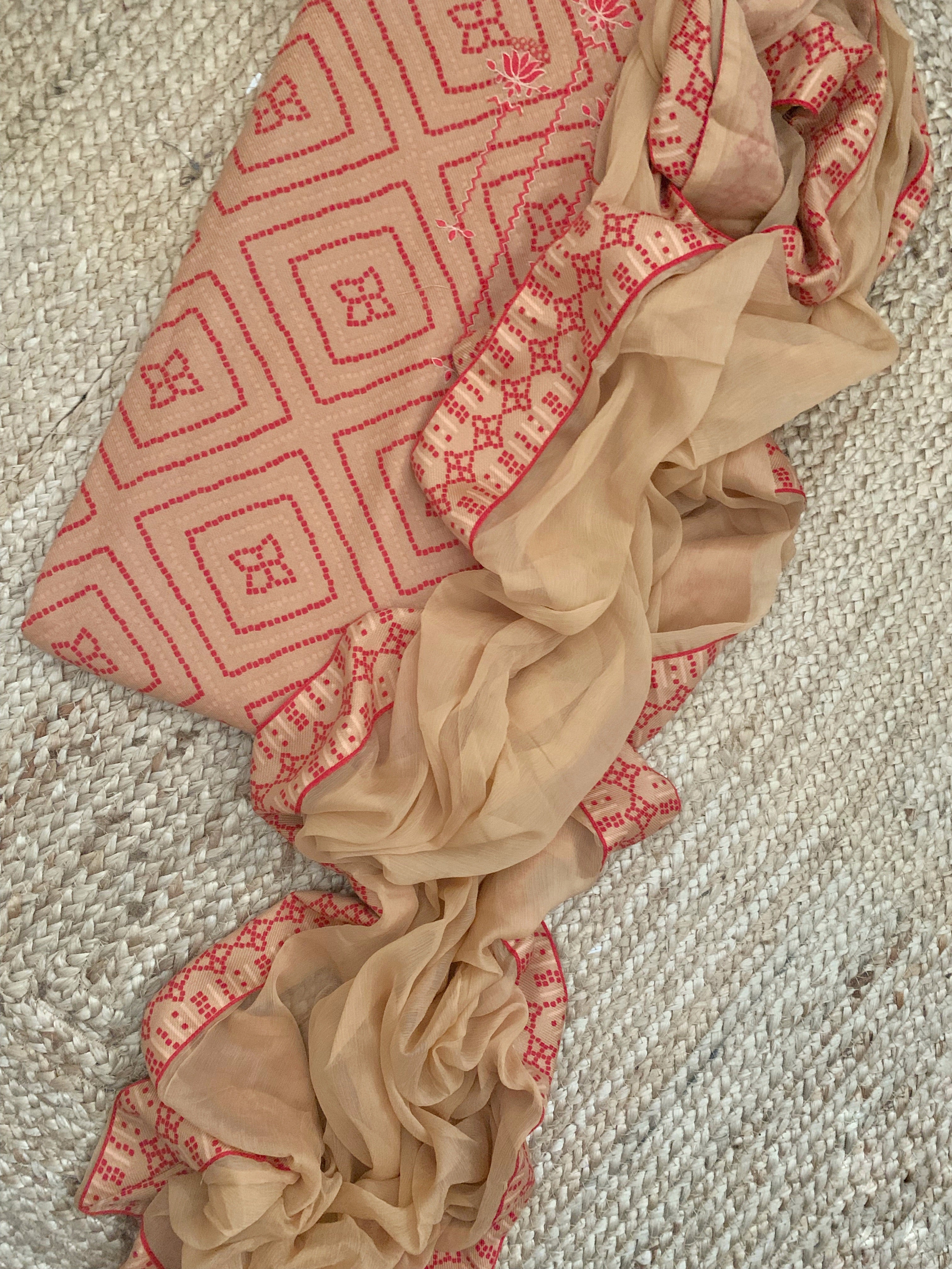 Blush Coral Wool Pashmina Suit