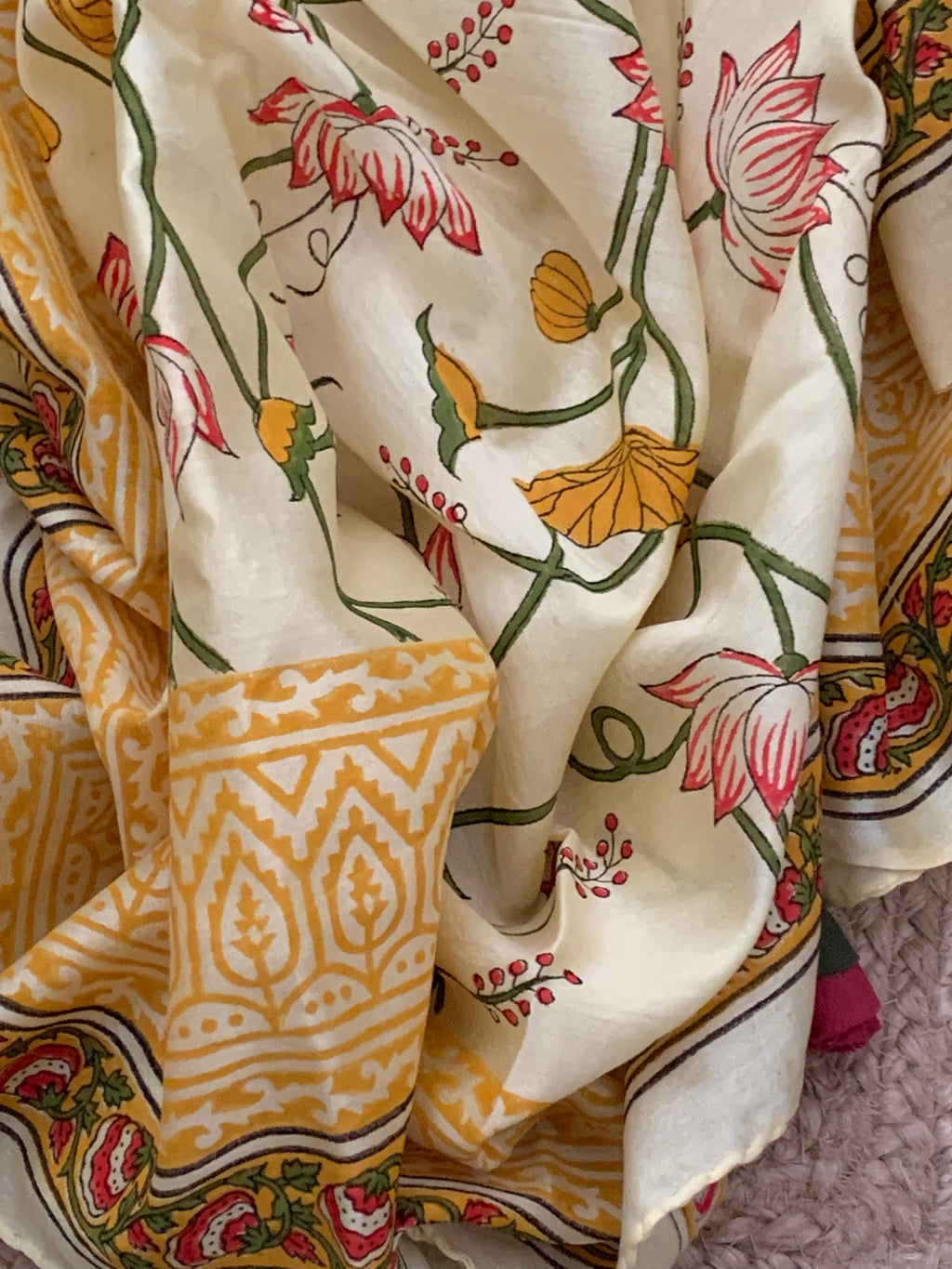 Pastel Yellow Handcrafted Cotton Chanderi Suit