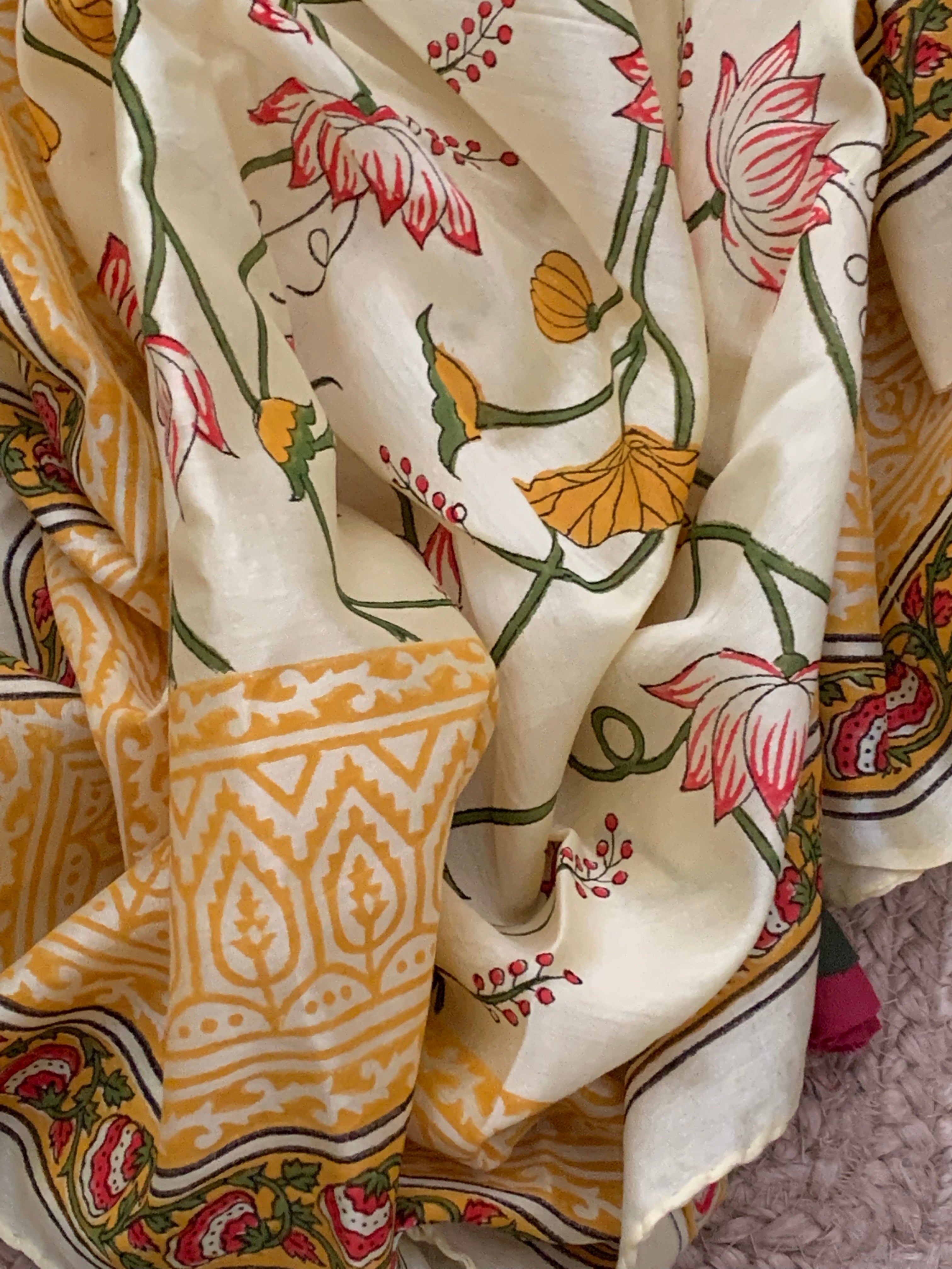 Pastel Yellow Handcrafted Cotton Chanderi Suit