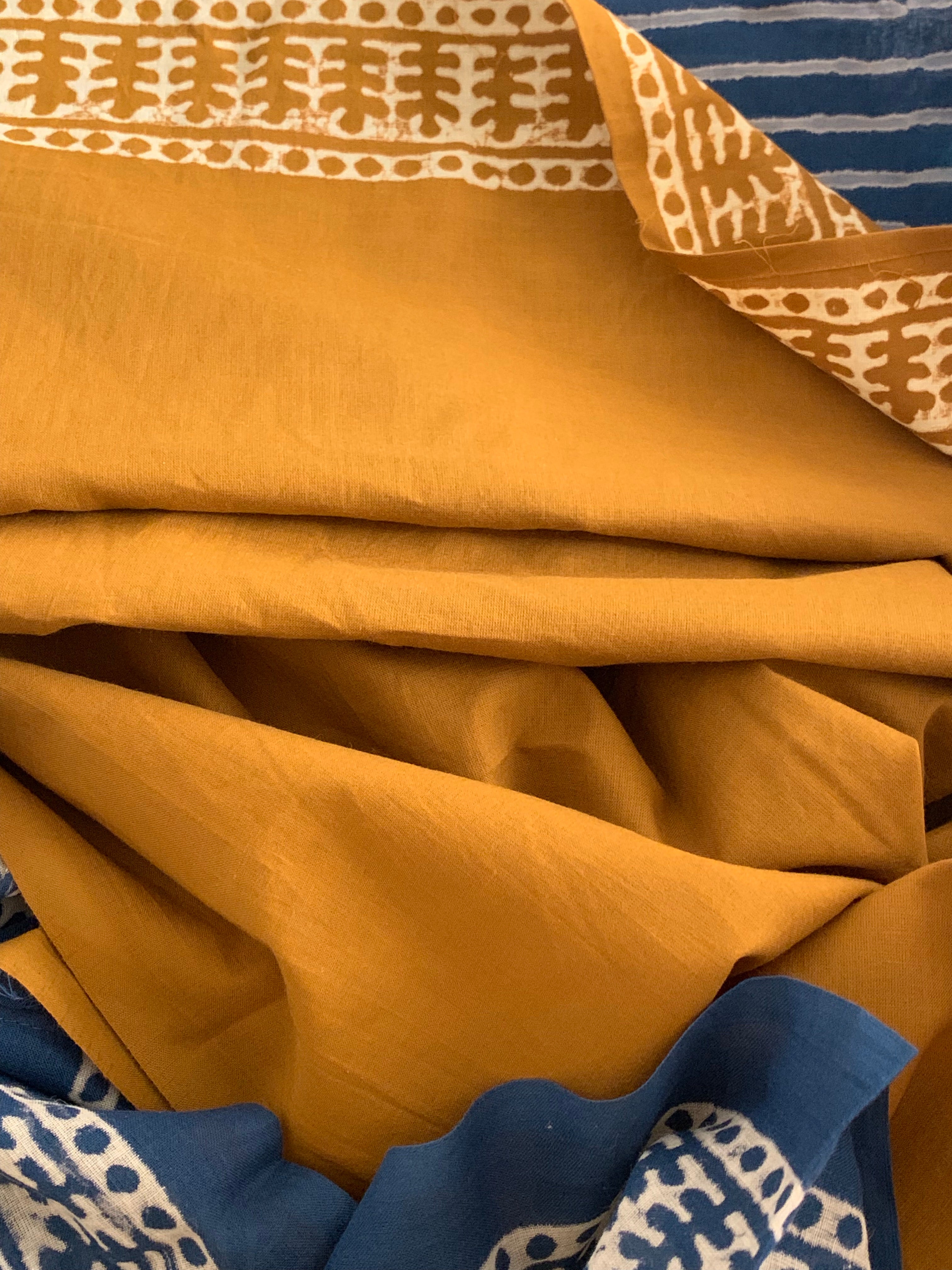 Blue Handblock Printed Cotton Saree