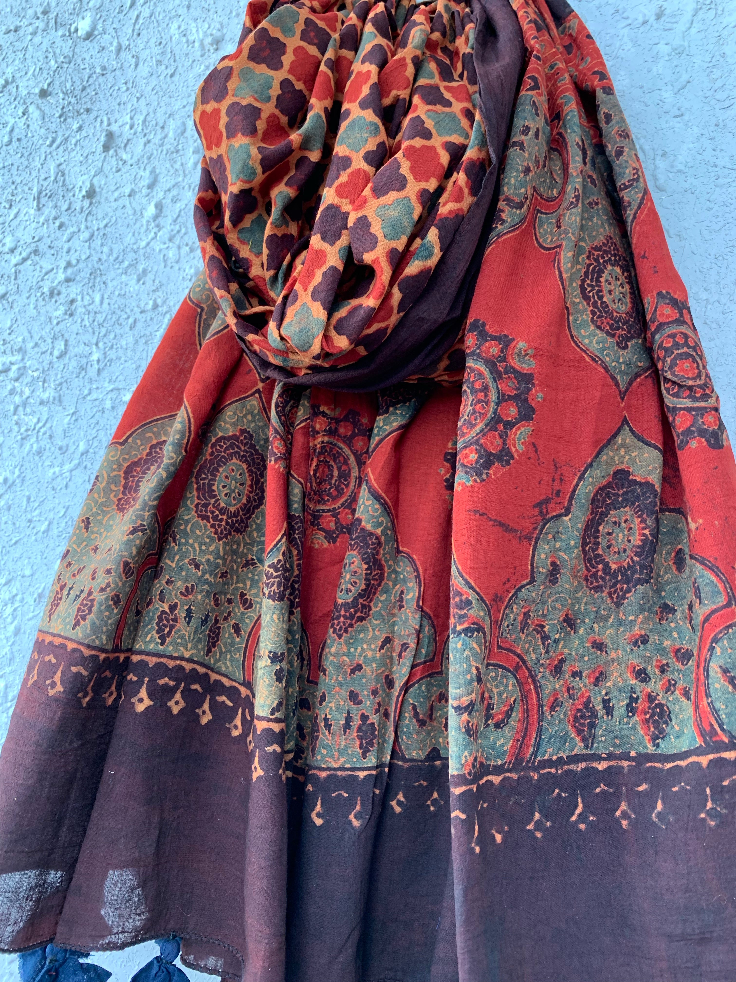 Handblock Ajrakh Dupatta