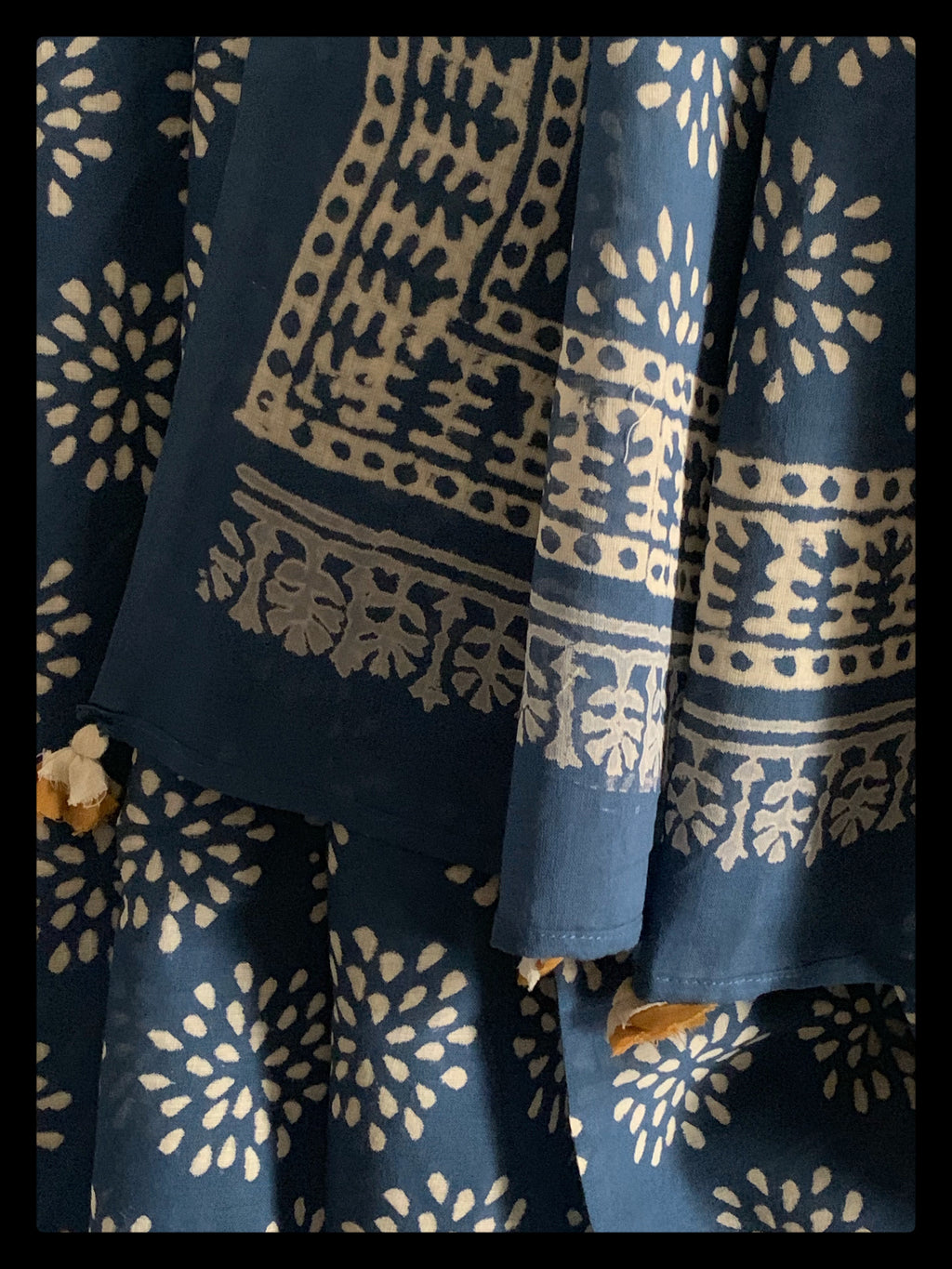 Blue Handblock Printed Cotton Saree