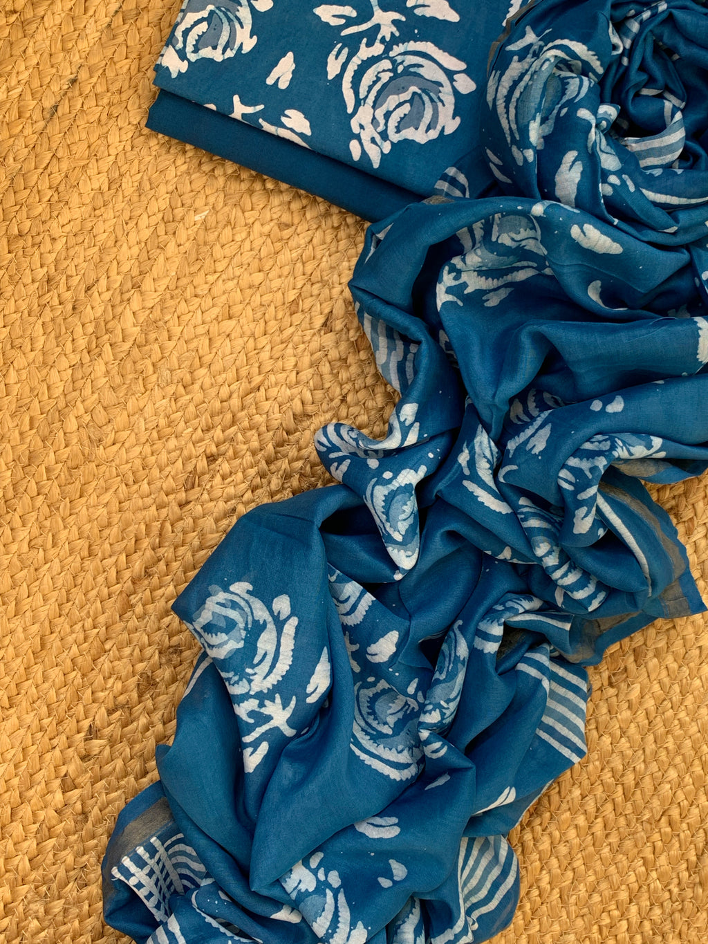 Handblock Batik Cotton Chanderi Suit