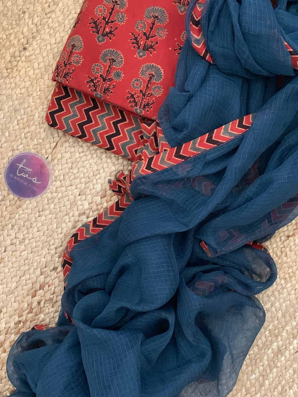 Handblock Ajrakh Cotton Kota Suit