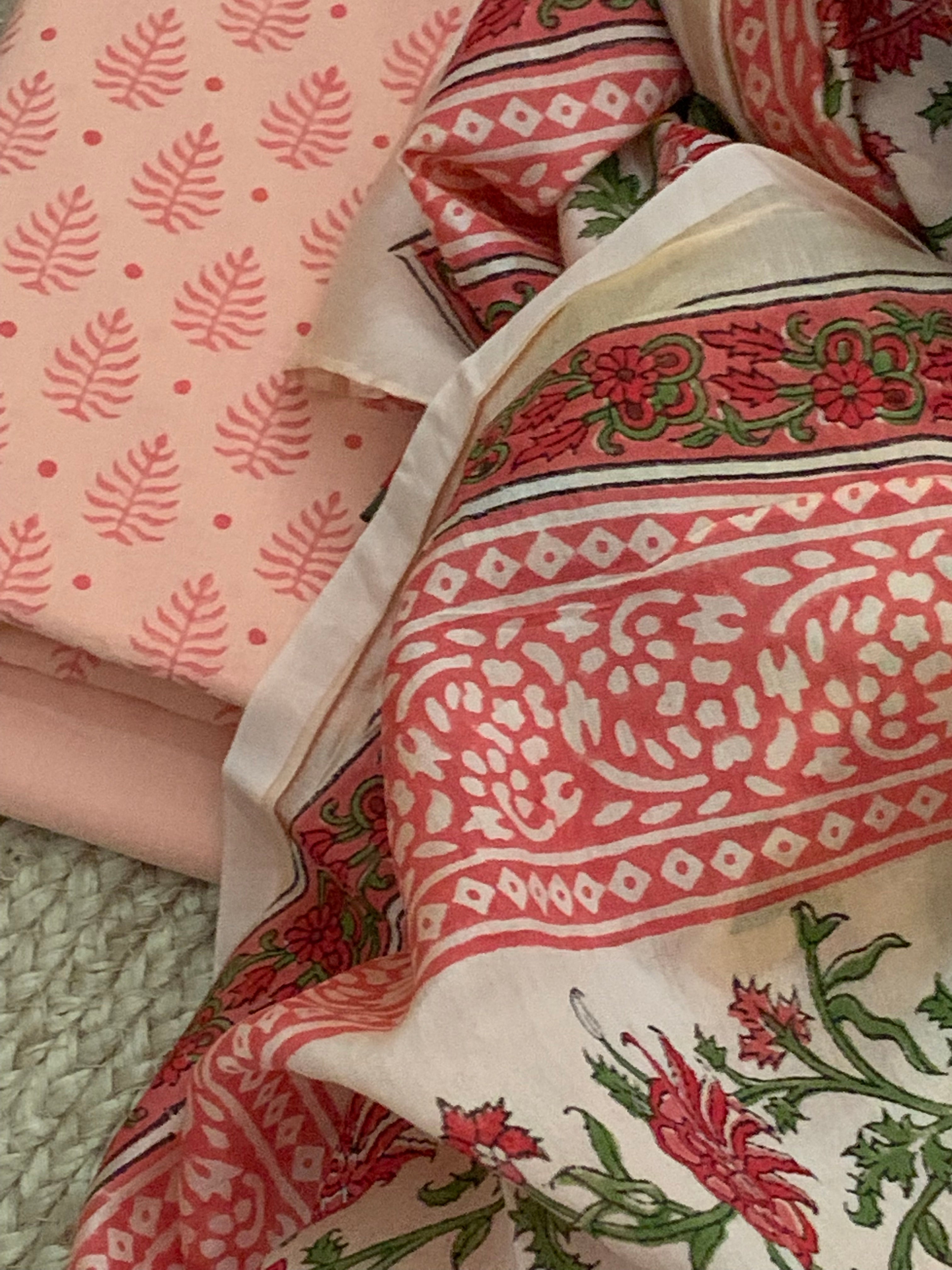 Blush Coral Handcrafted Cotton Chanderi Suit