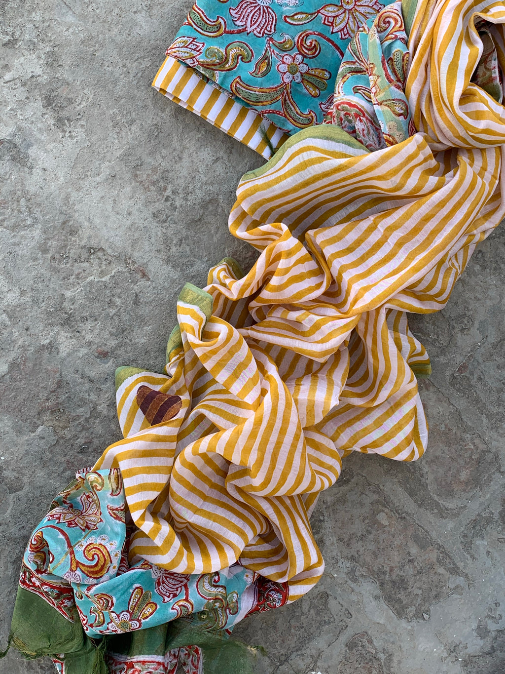 Handblock chanderi suit