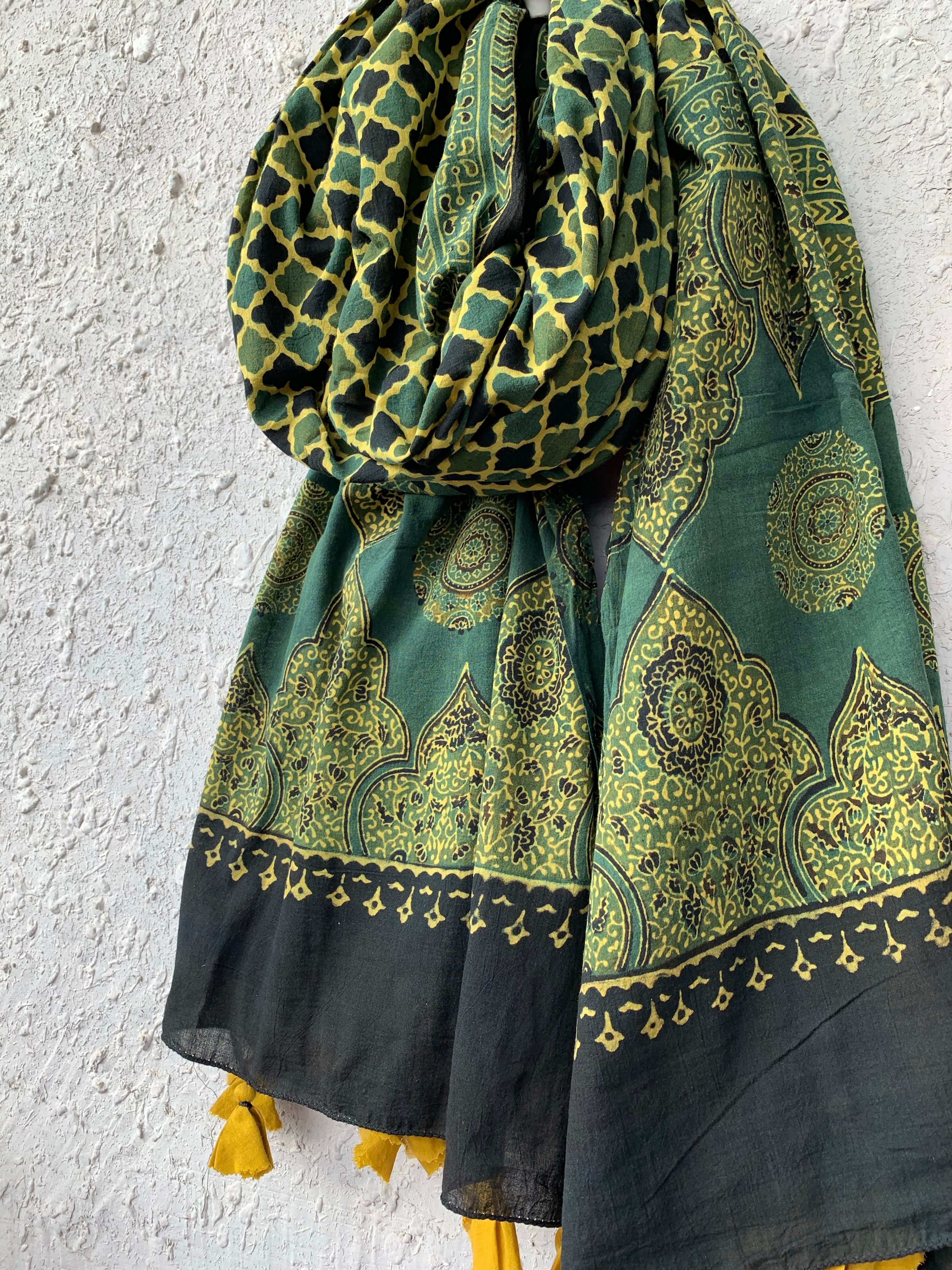 Handblock Ajrakh Dupatta