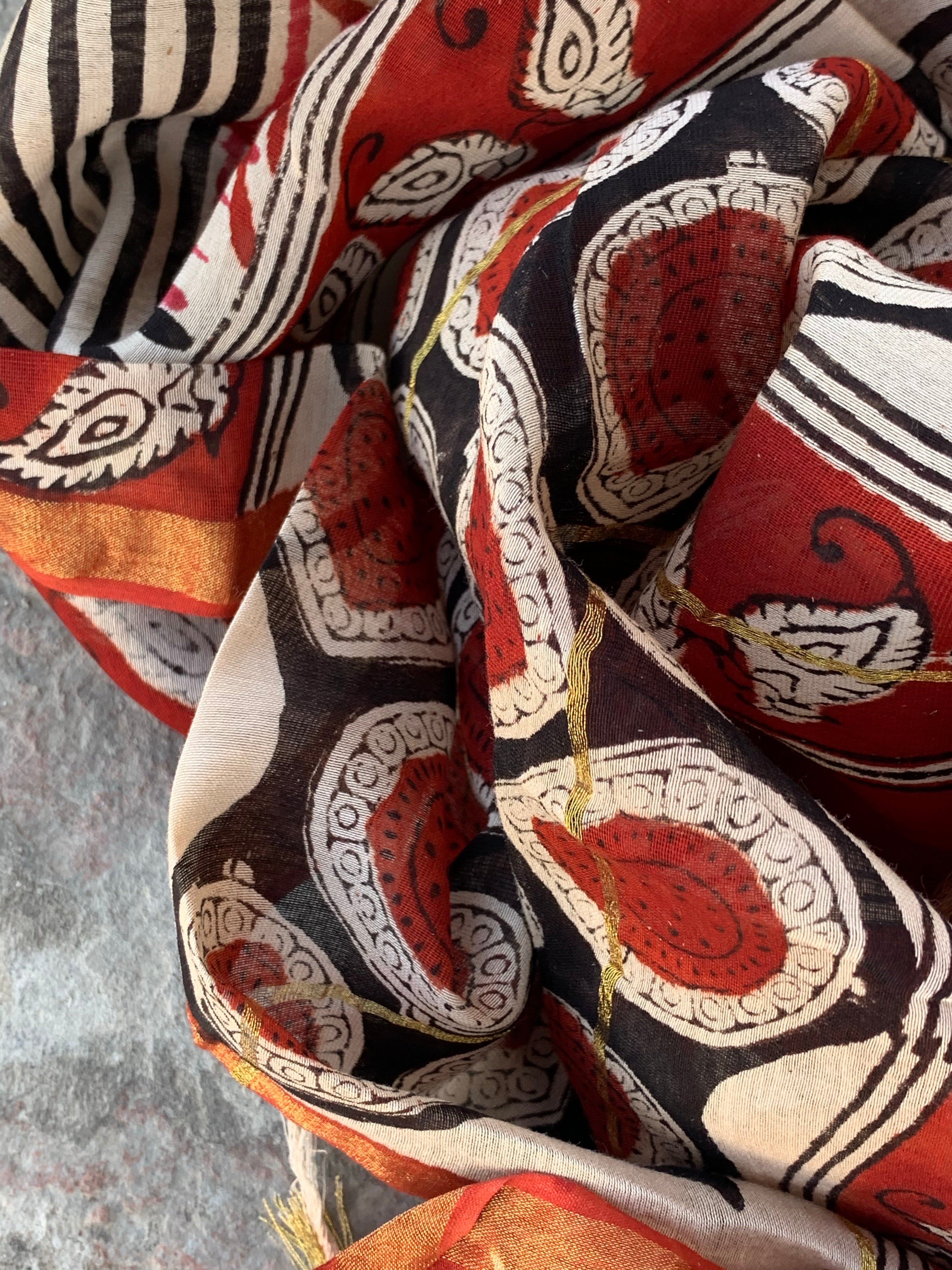 Handblock chanderi suit