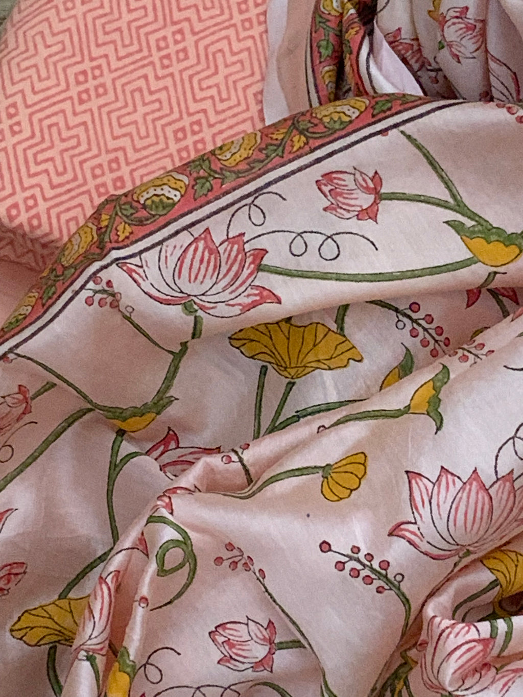 Blush Coral Handcrafted Cotton Chanderi Suit
