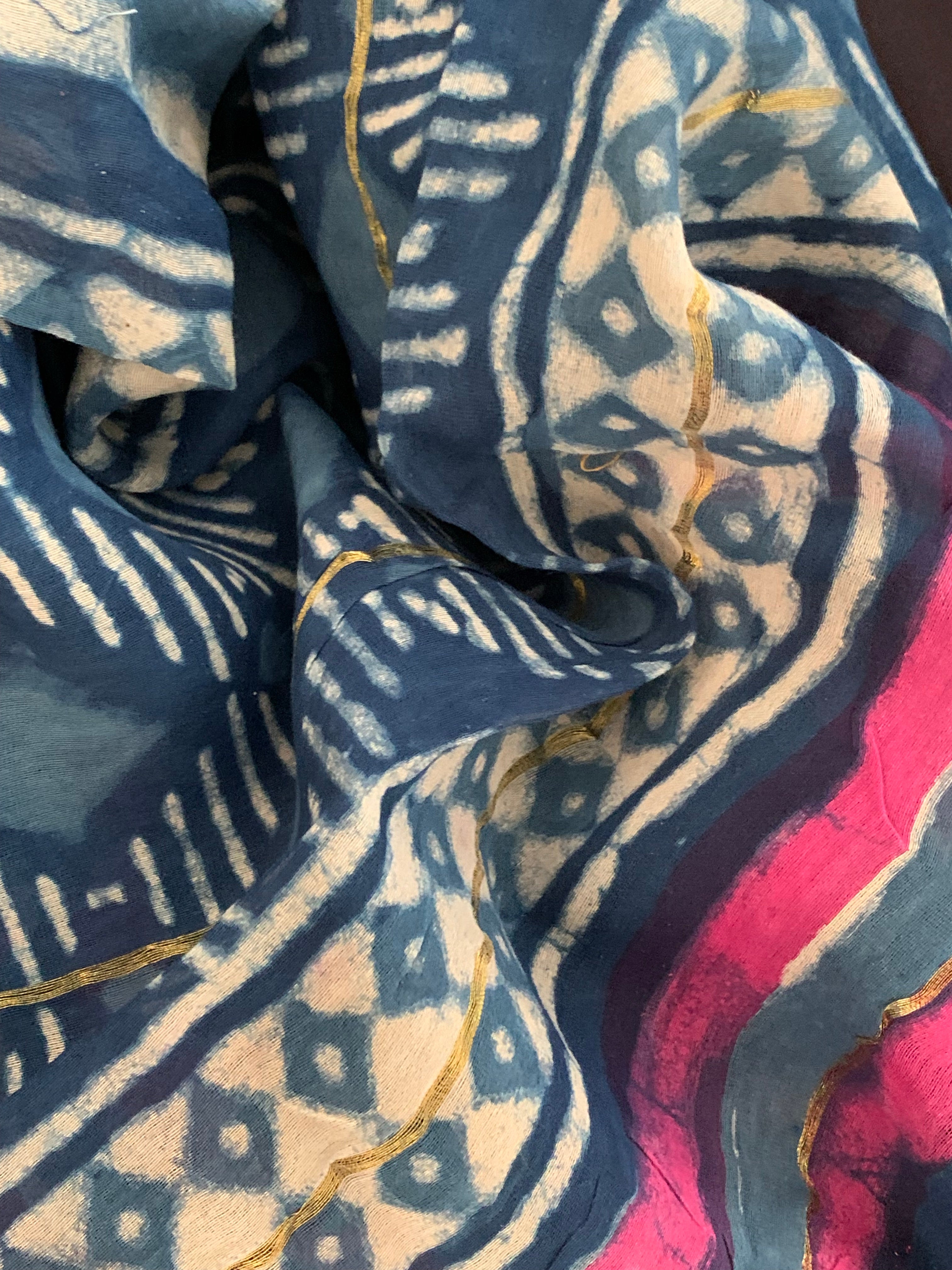 Handblock Chanderi Silk Cotton Suit