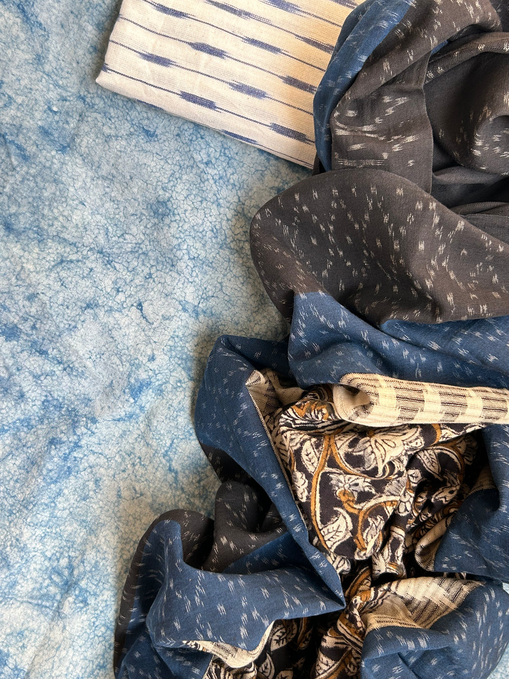 Handwoven Handcrafted Ikat Kalamkari Kurta Dupatta Set