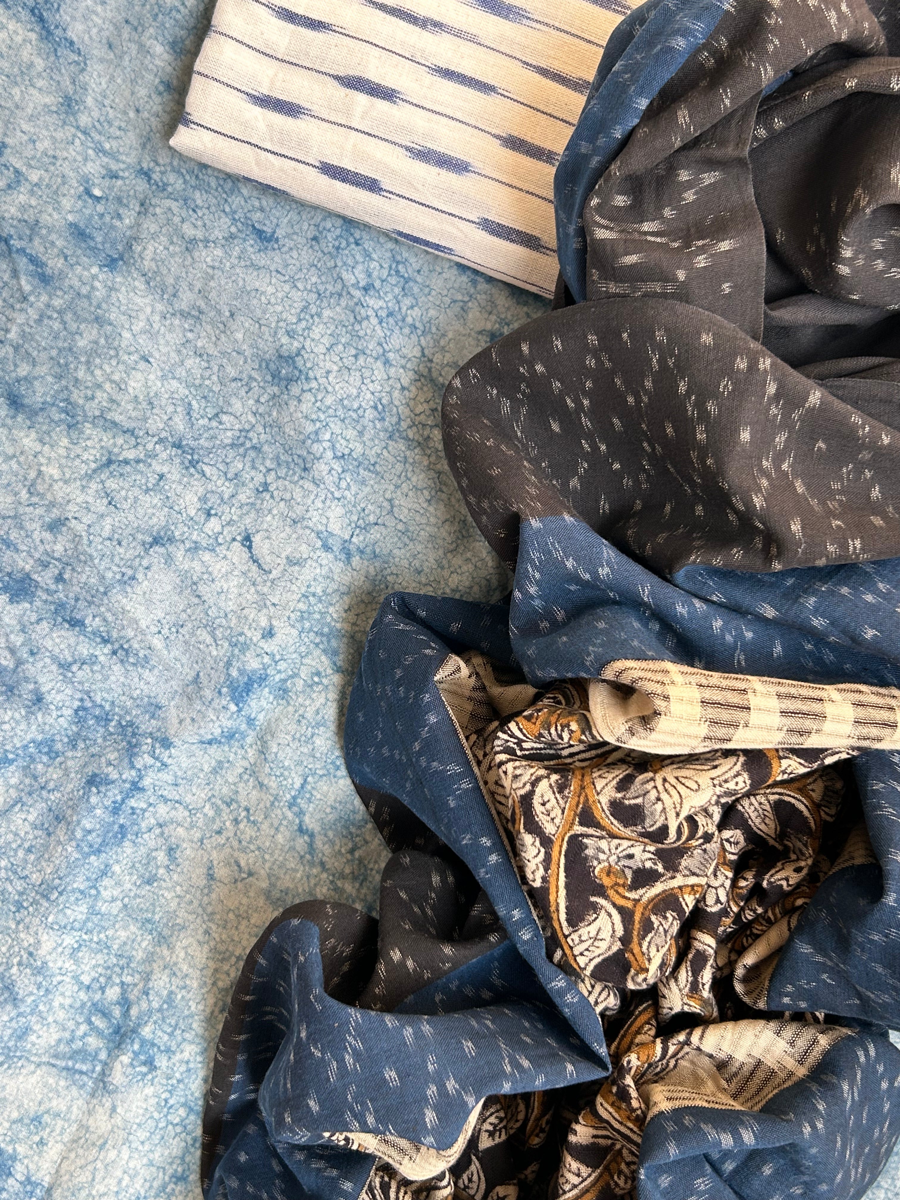 Handwoven Handcrafted Ikat Kalamkari Kurta Dupatta Set
