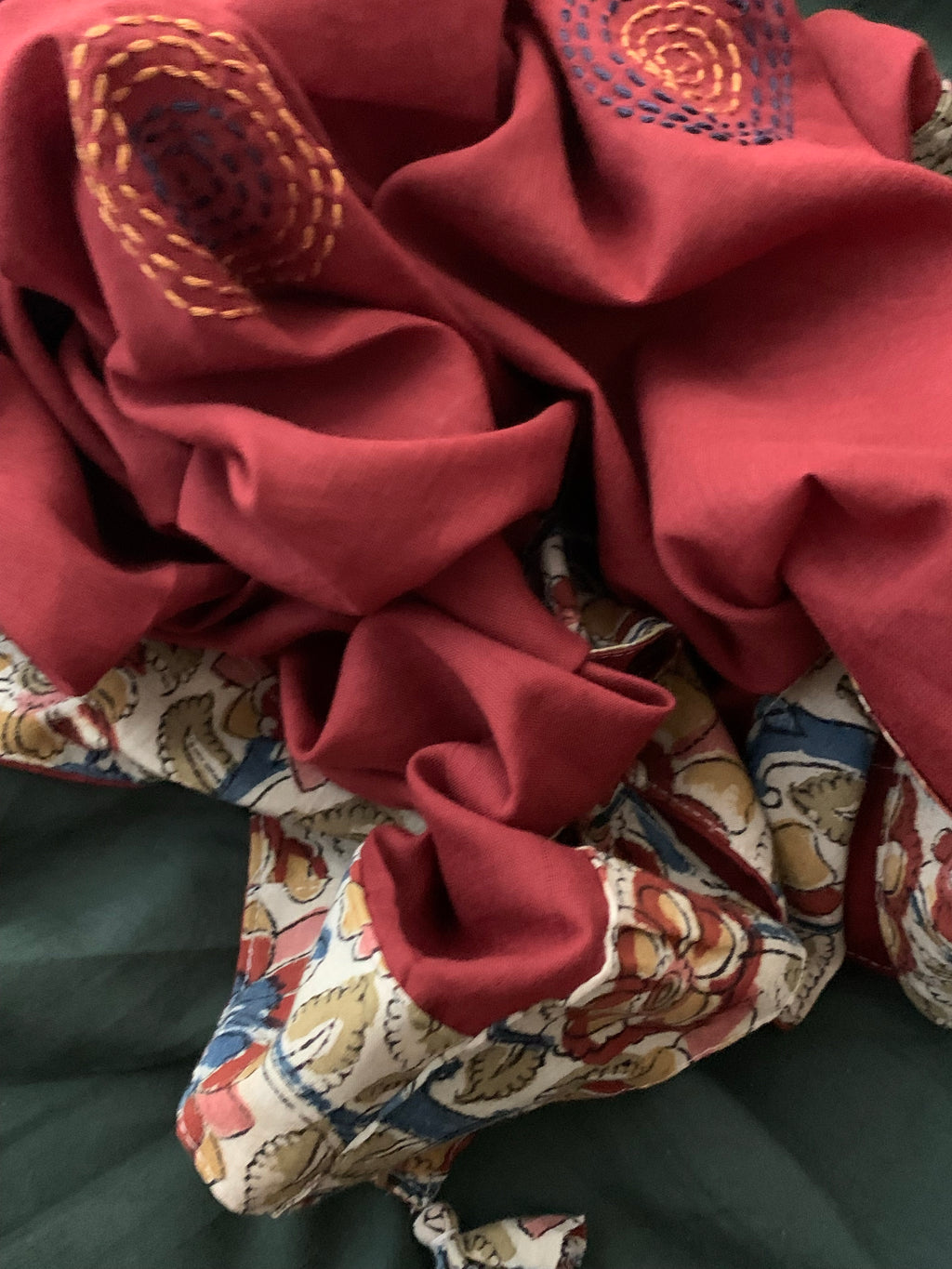 Handblock Kalamkari Cotton Mul Dupatta Suit