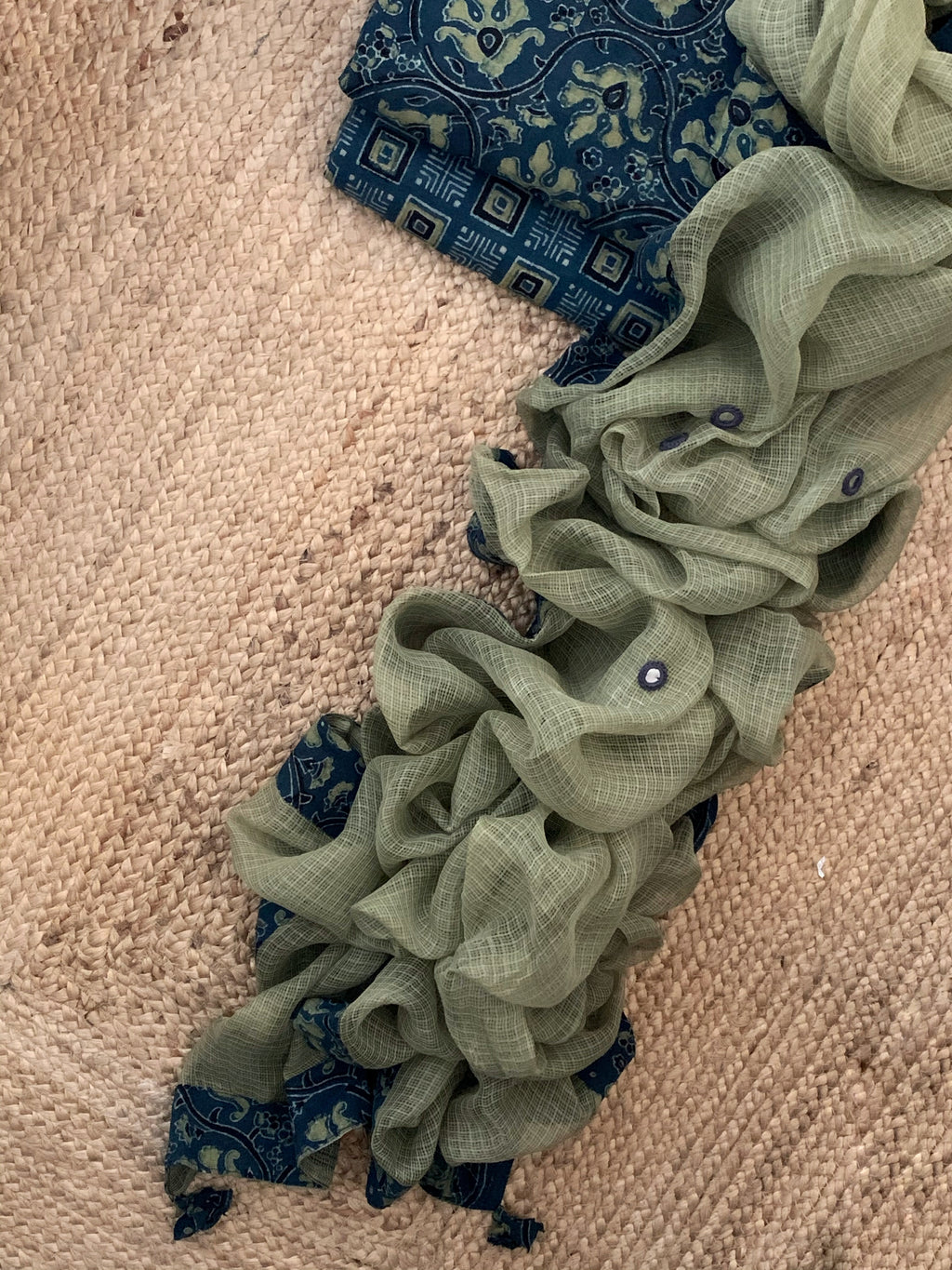 Handblock Ajrakh Cotton Kota Suit