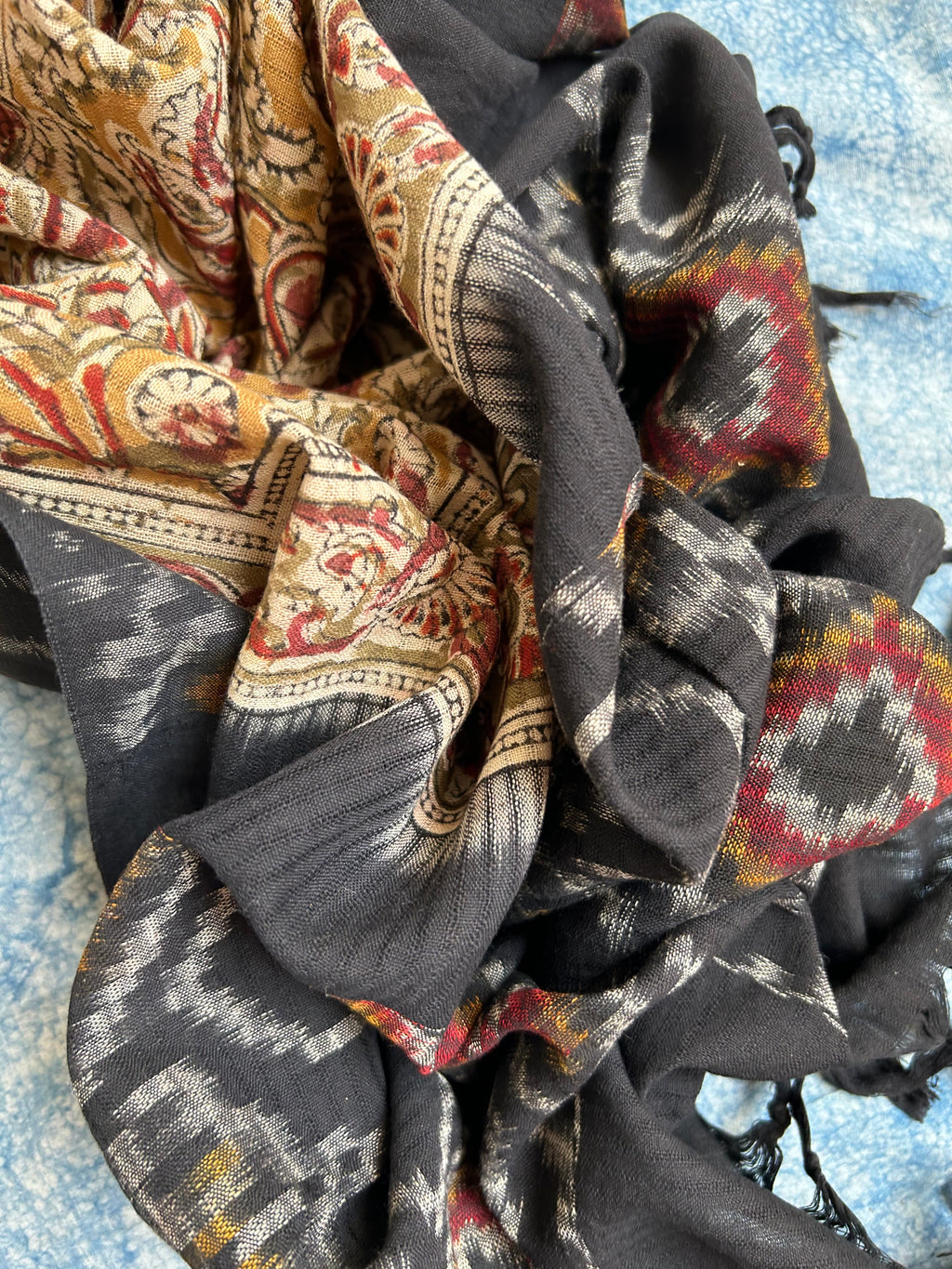 Handwoven Handcrafted Double Ikat Kalamkari Kurta Dupatta Set