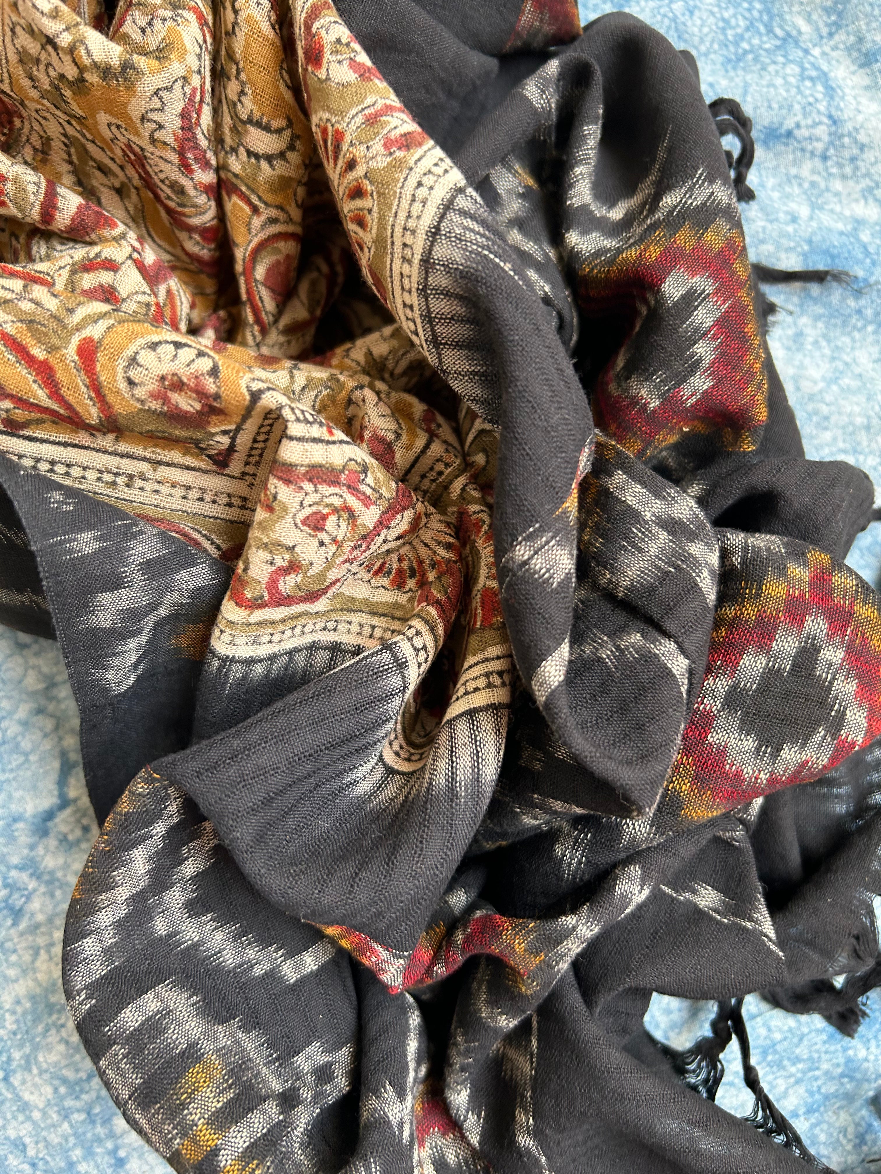 Handwoven Handcrafted Double Ikat Kalamkari Kurta Dupatta Set