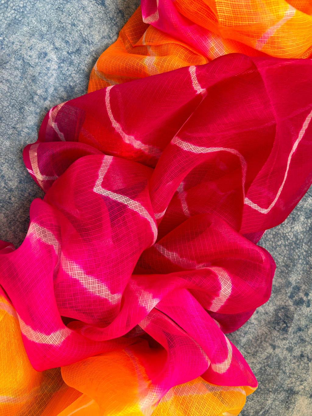 Handcrafted Tie-Dye Silk Kota Doria Dupatta