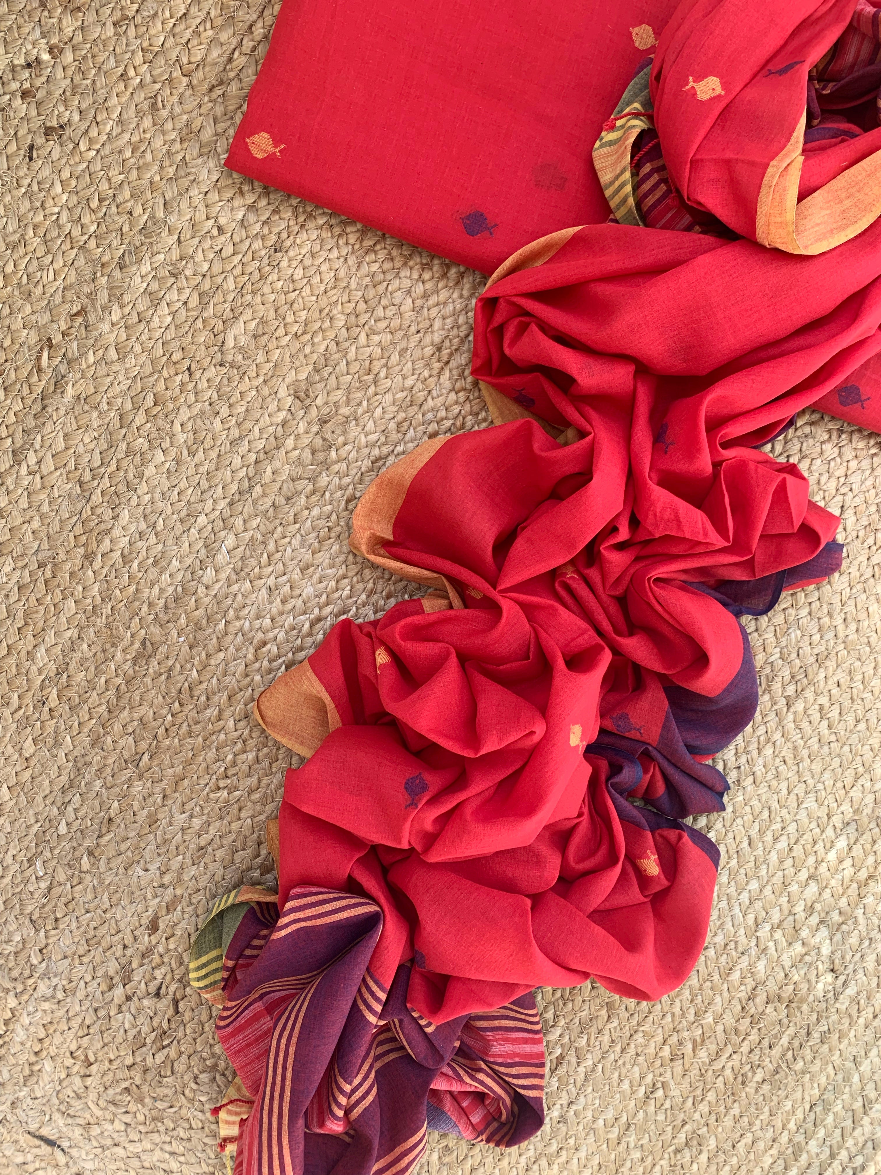 Mehak - Handwoven Bengal Jamdani Kurta Dupatta set