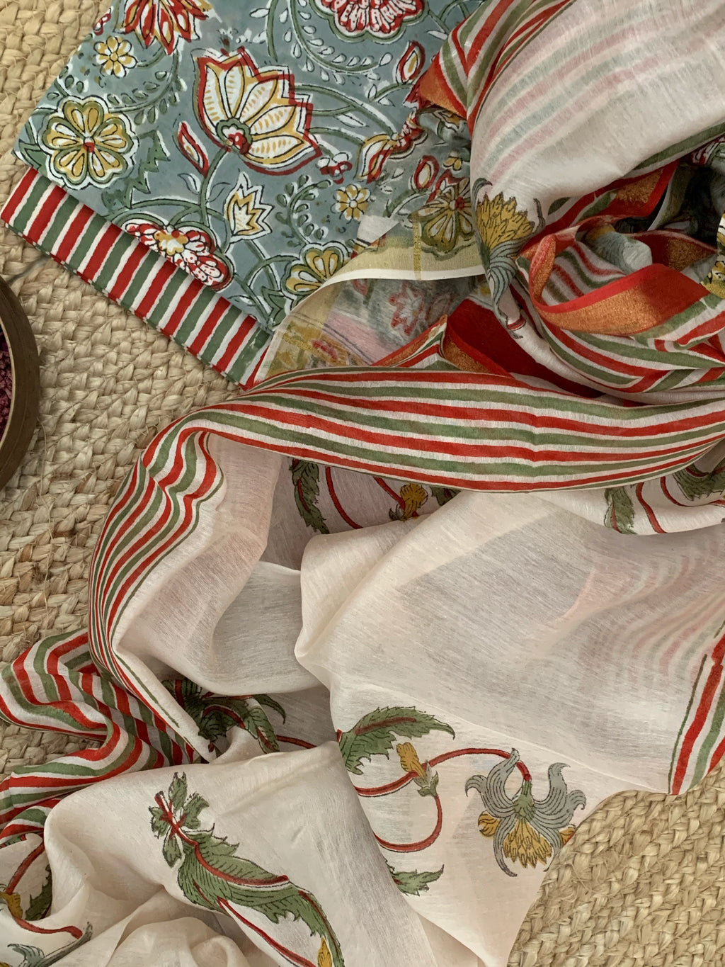 Handblock Cotton Chanderi Suit