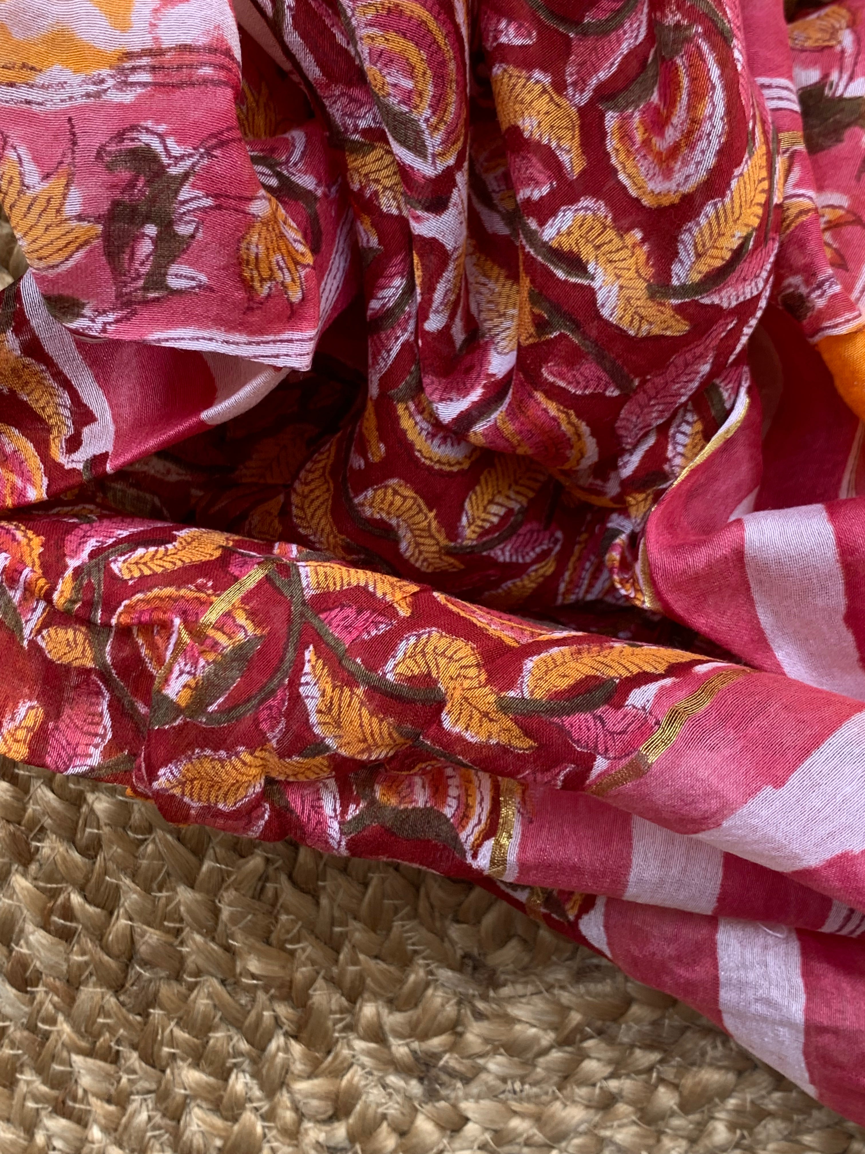 Handblock Chanderi Silk Cotton Suit