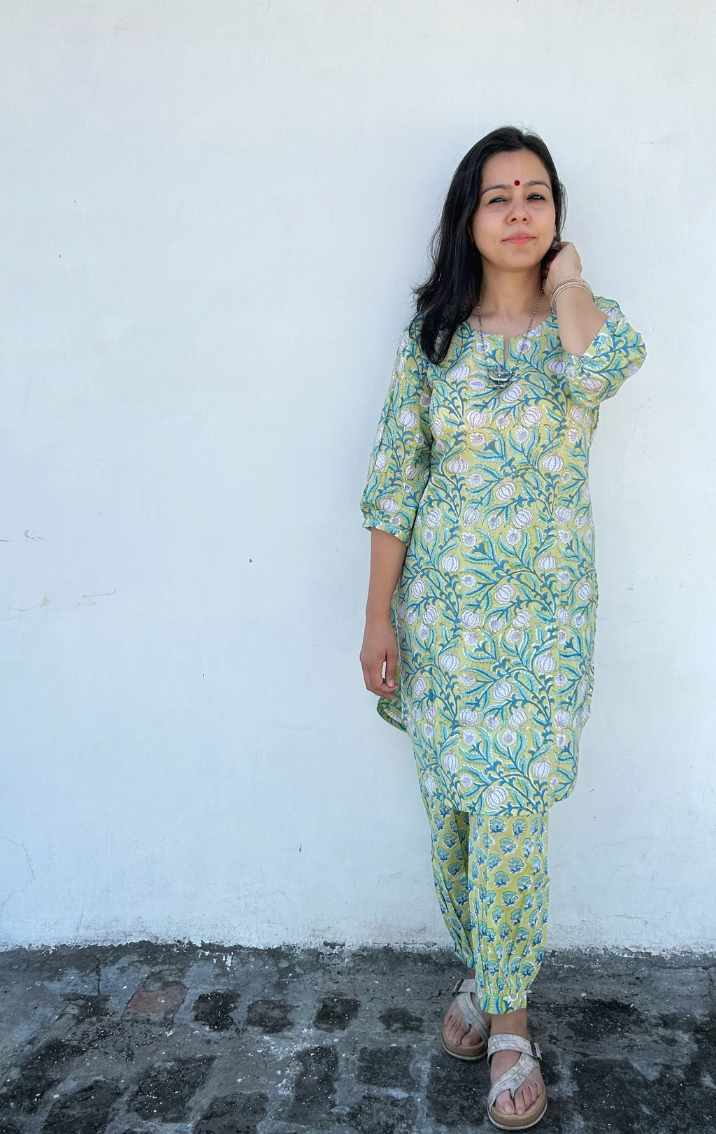 Baagh - Handblock Straight Fit Cotton Knee Length Kurta Salwar Set