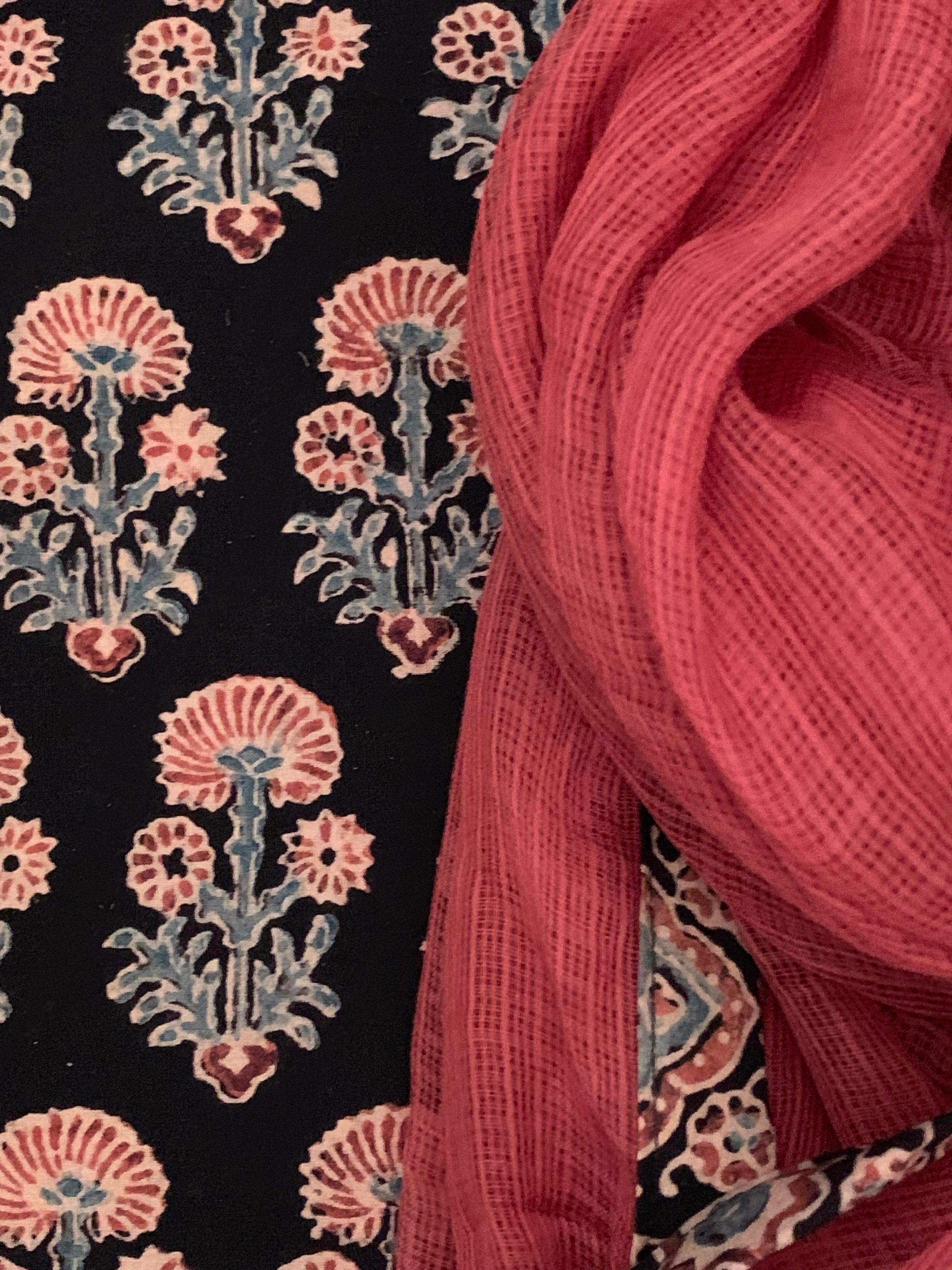 Handblock Ajrakh Cotton Kota Suit