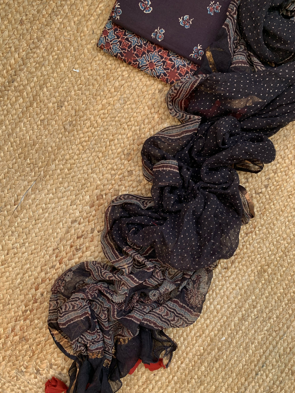 Handblock Ajrakh Cotton Kota Suit