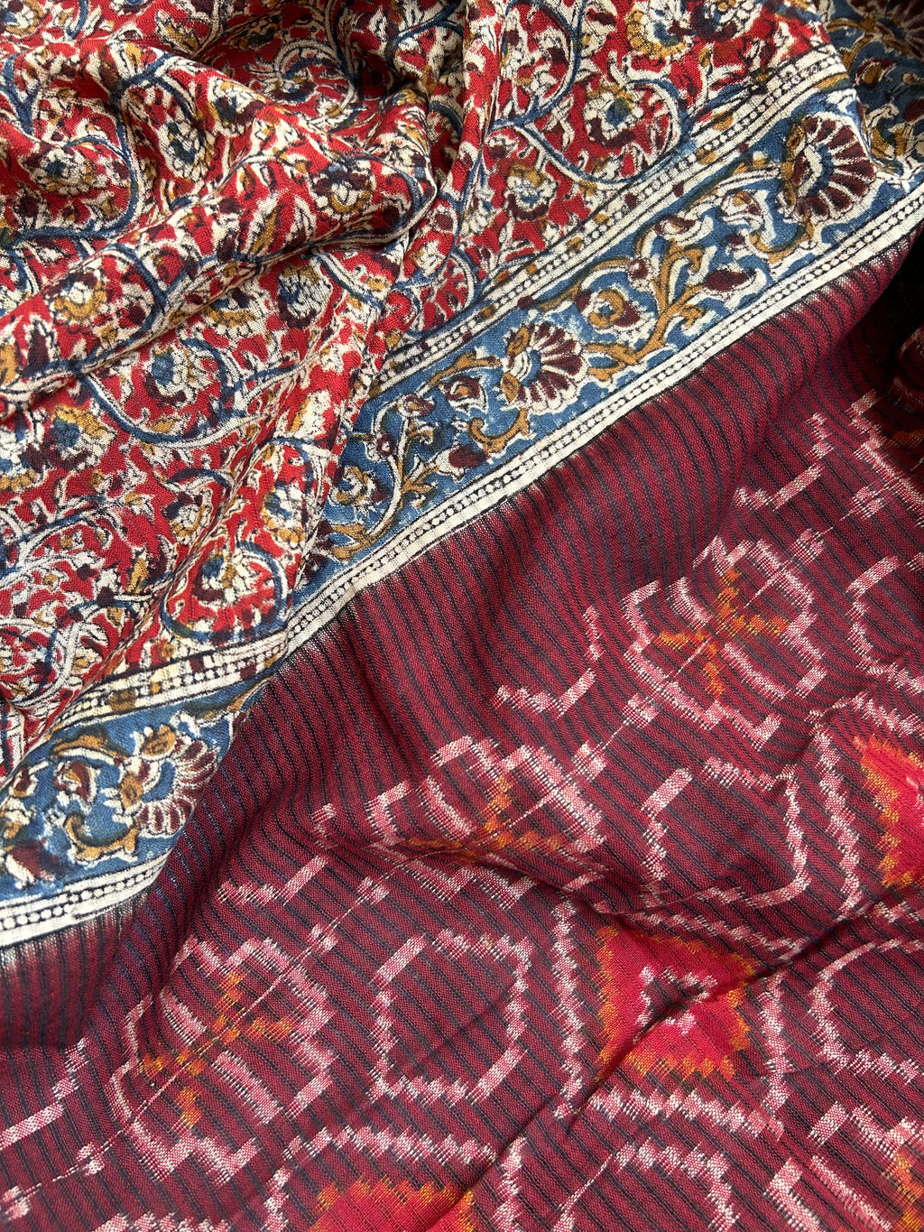 Handwoven Handcrafted Ikat Kalamkari Kurta Dupatta Set