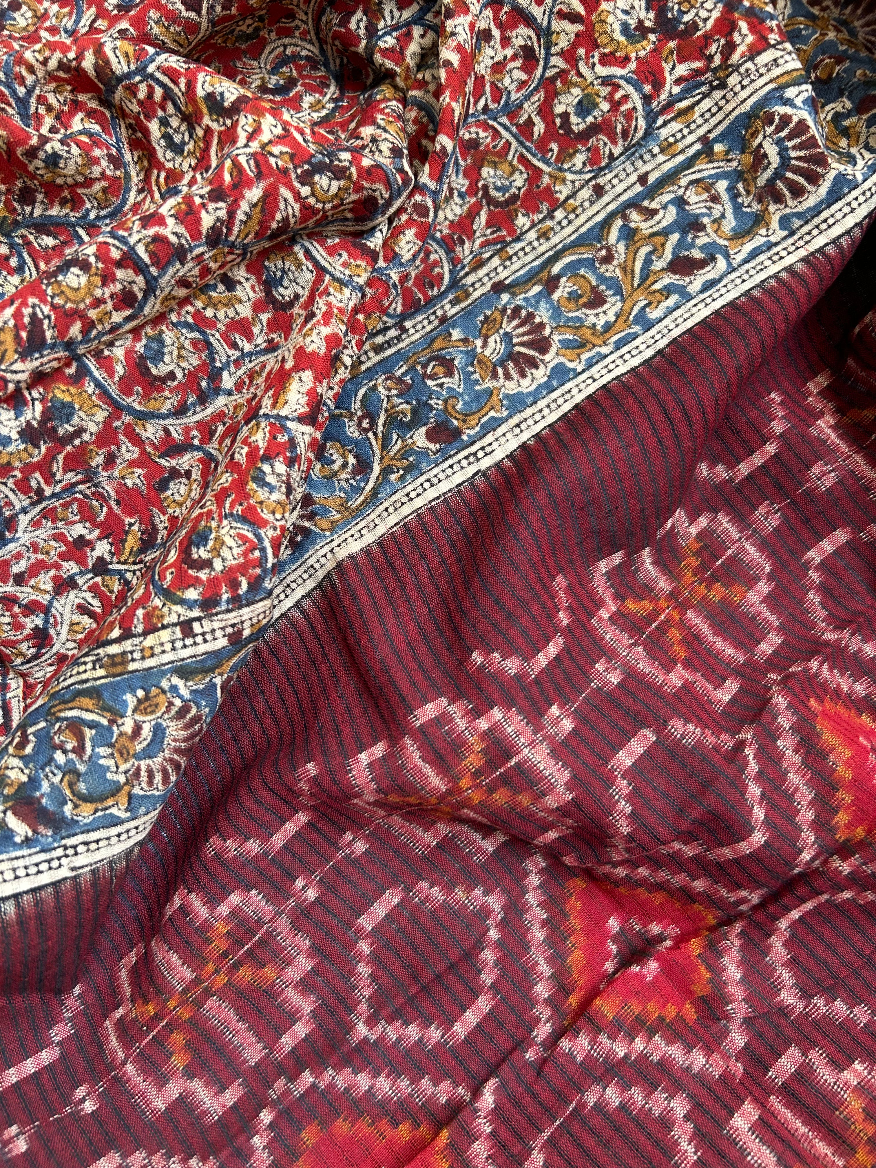 Handwoven Handcrafted Ikat Kalamkari Kurta Dupatta Set