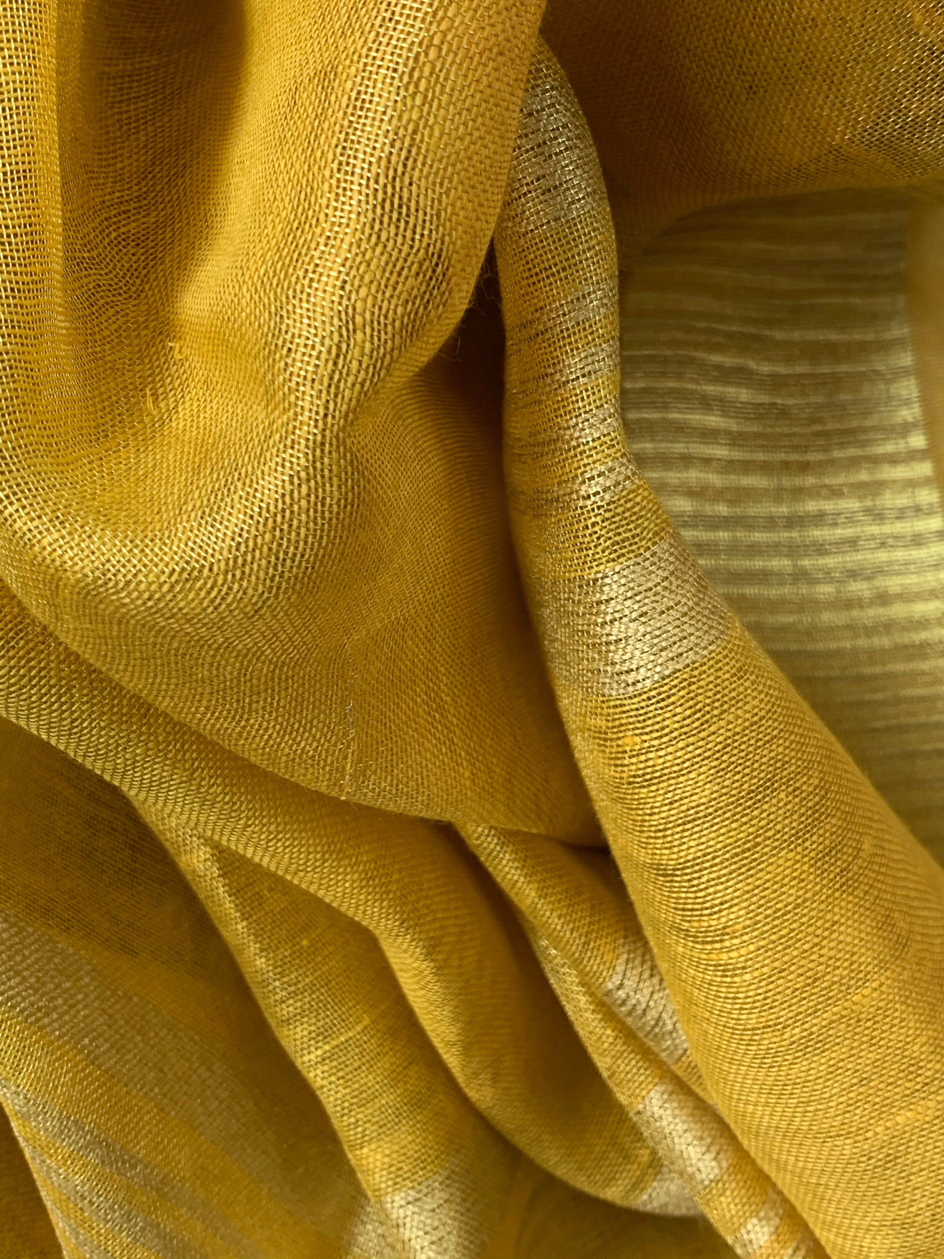 Handcrafted Linen Kurta Dupatta Set - Yellow Gold