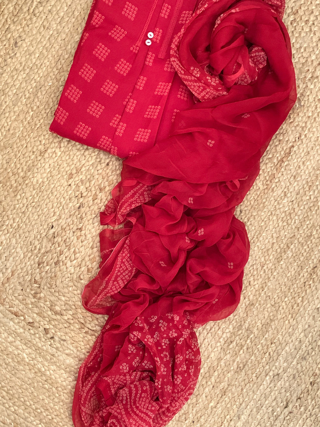 Red Wool Pashmina Suit