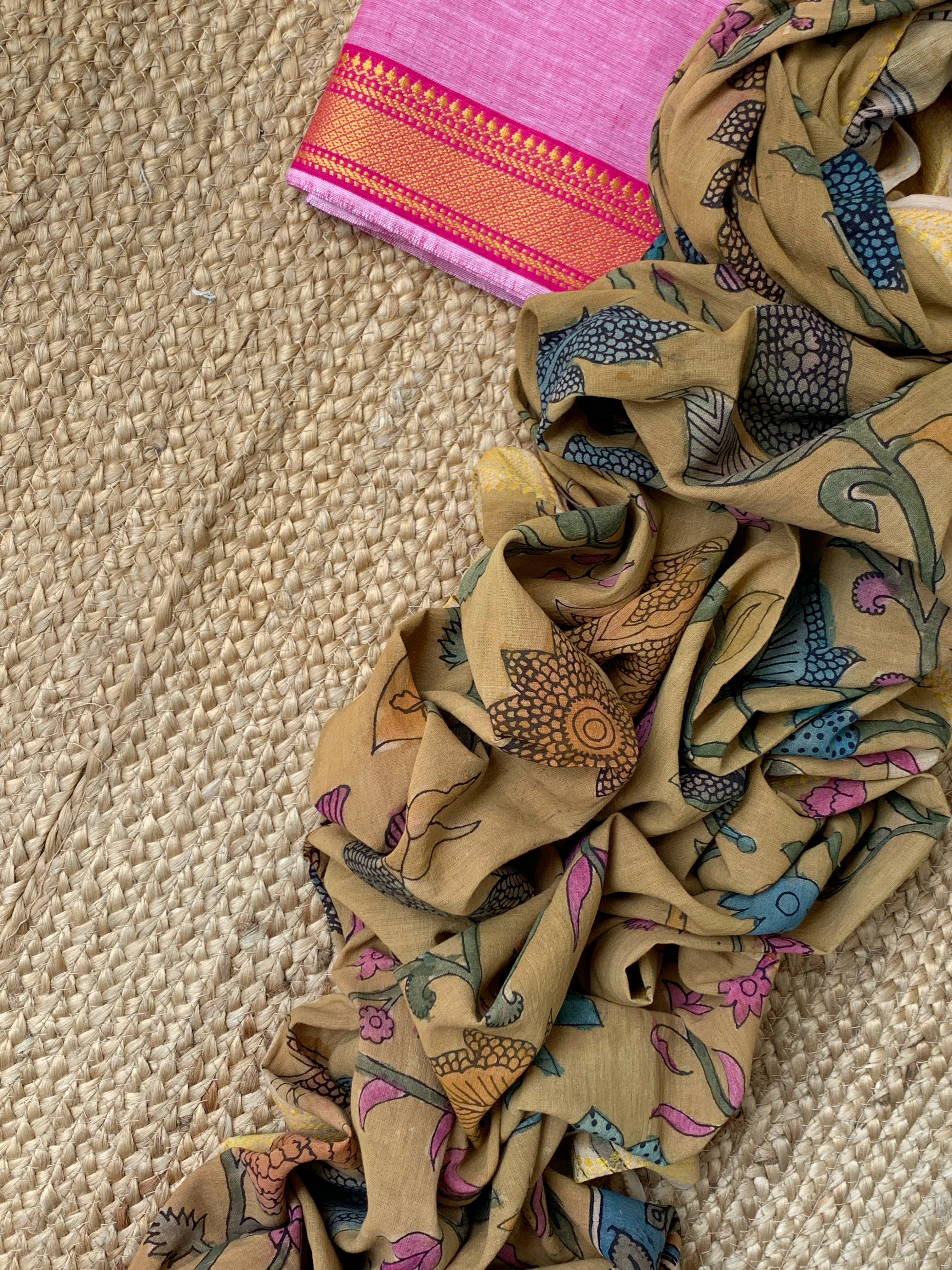 Handwoven Handcrafted Kalamkari Kurta Dupatta Set
