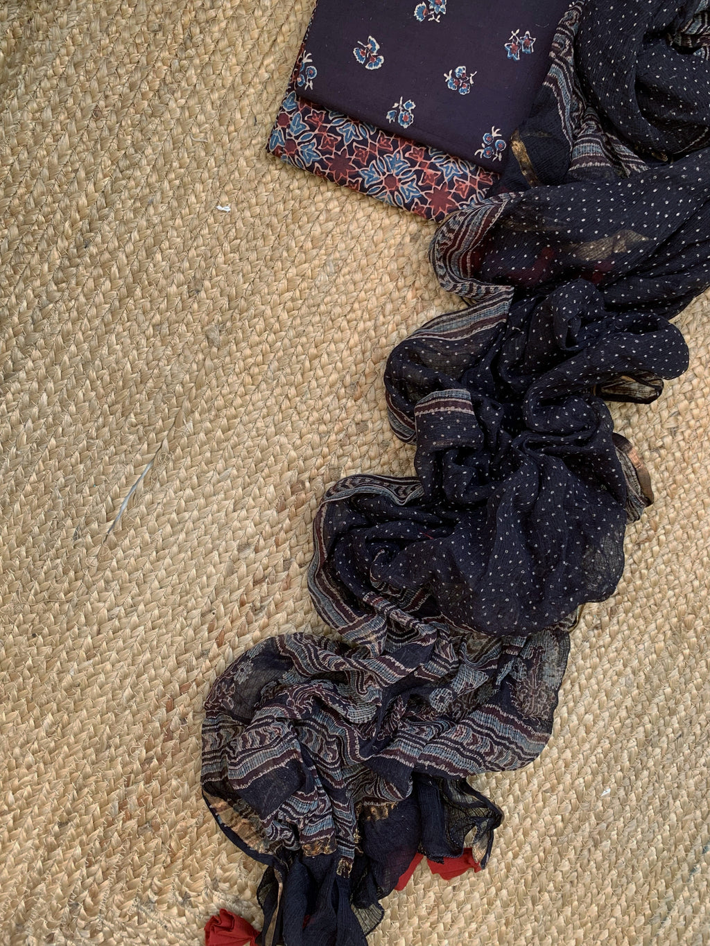 Handblock Ajrakh Cotton Kota Suit