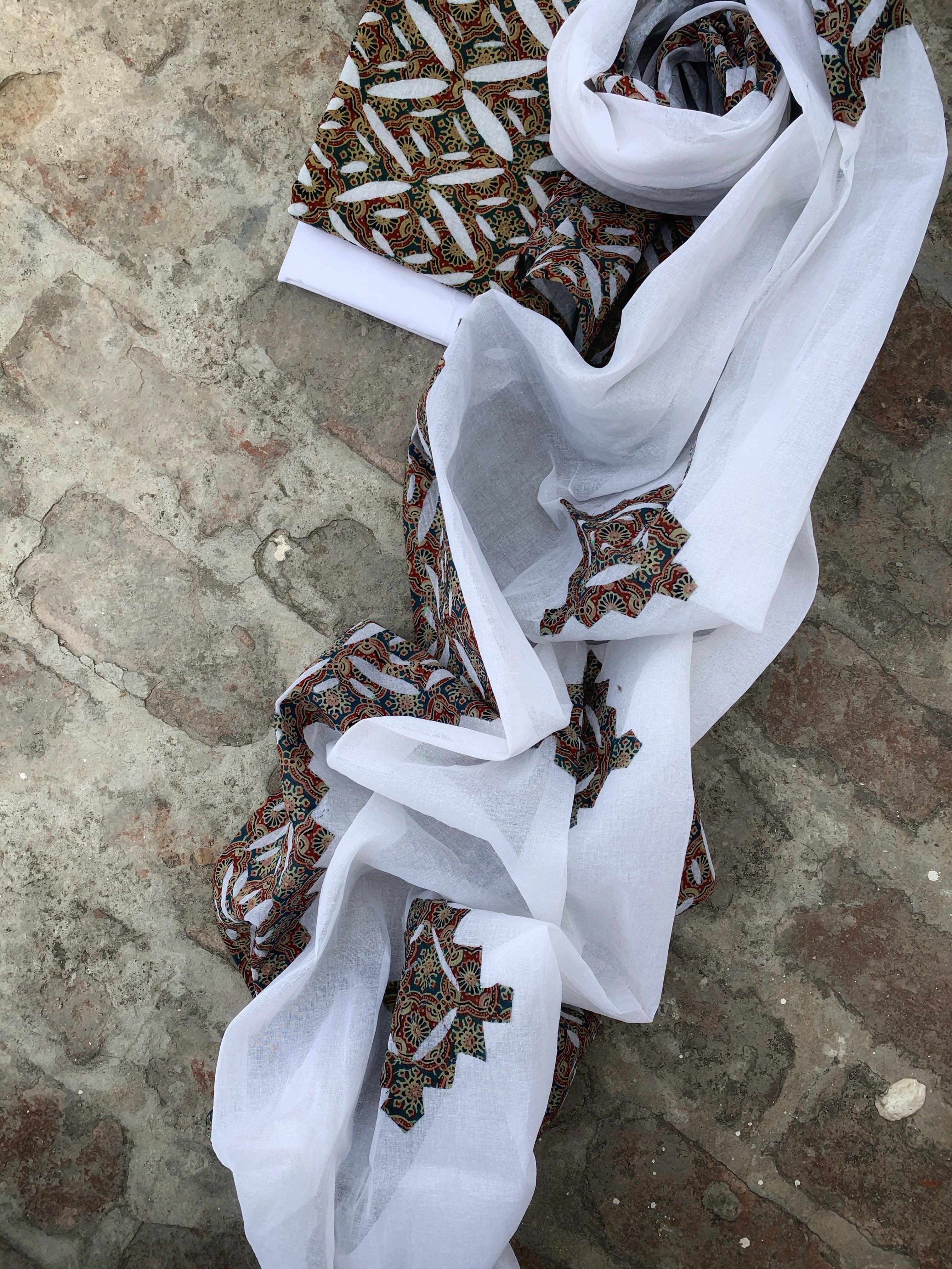 Ajrakh Handcrafted Applique Suit